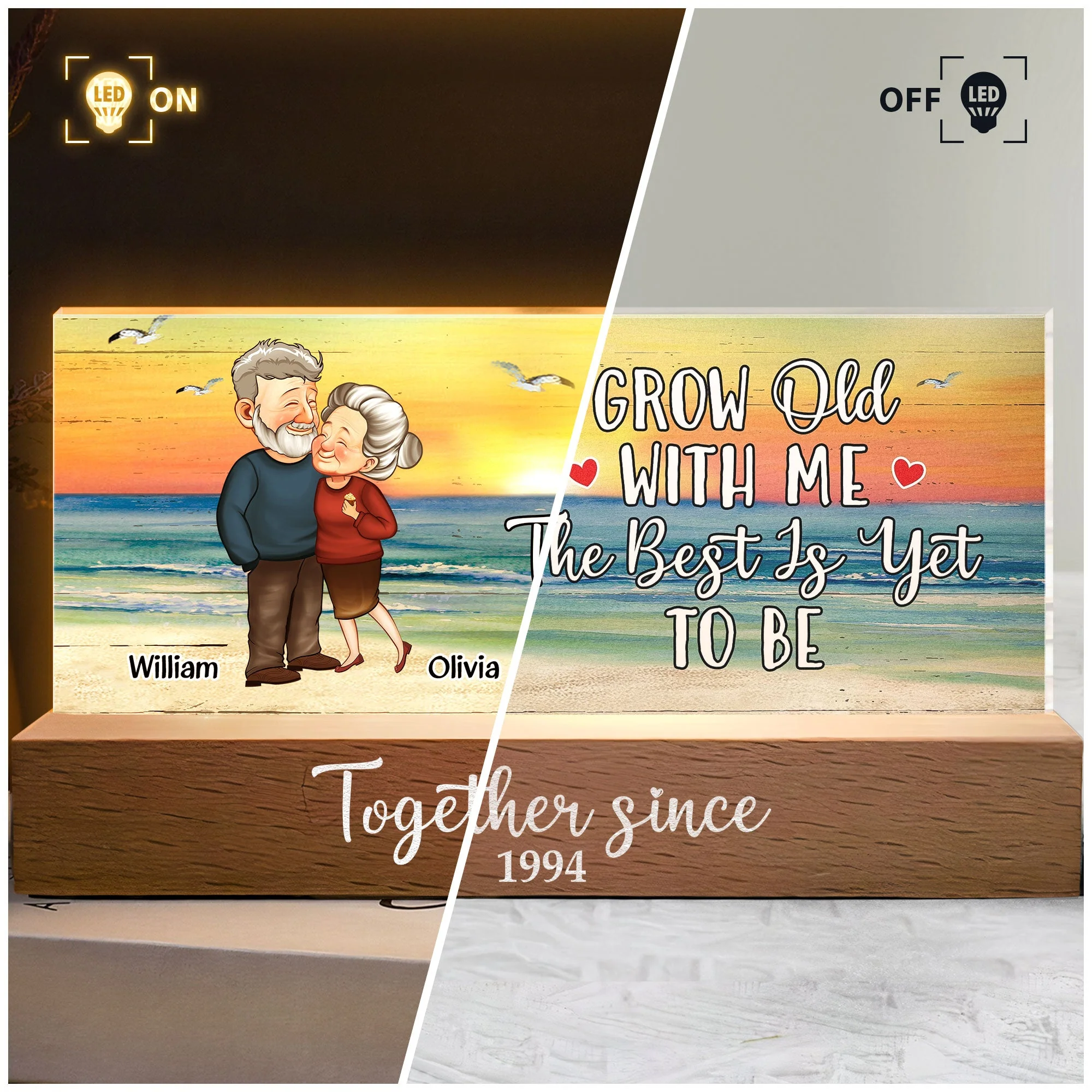 Couple Gift Grow Old With Me The Best Is Yet To Be - Personalized LED Night Light - Image 3