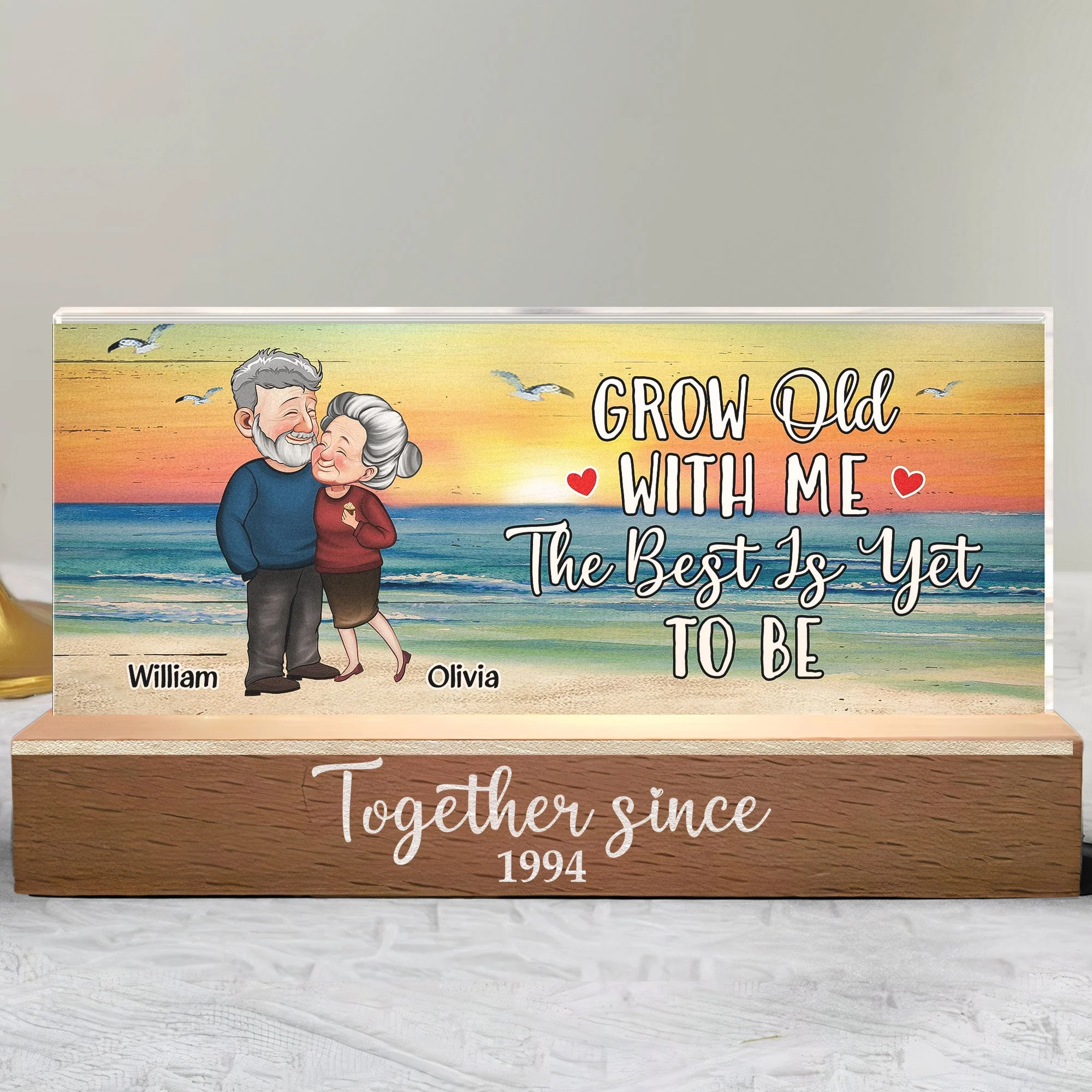 Couple Gift Grow Old With Me The Best Is Yet To Be - Personalized LED Night Light - Image 4