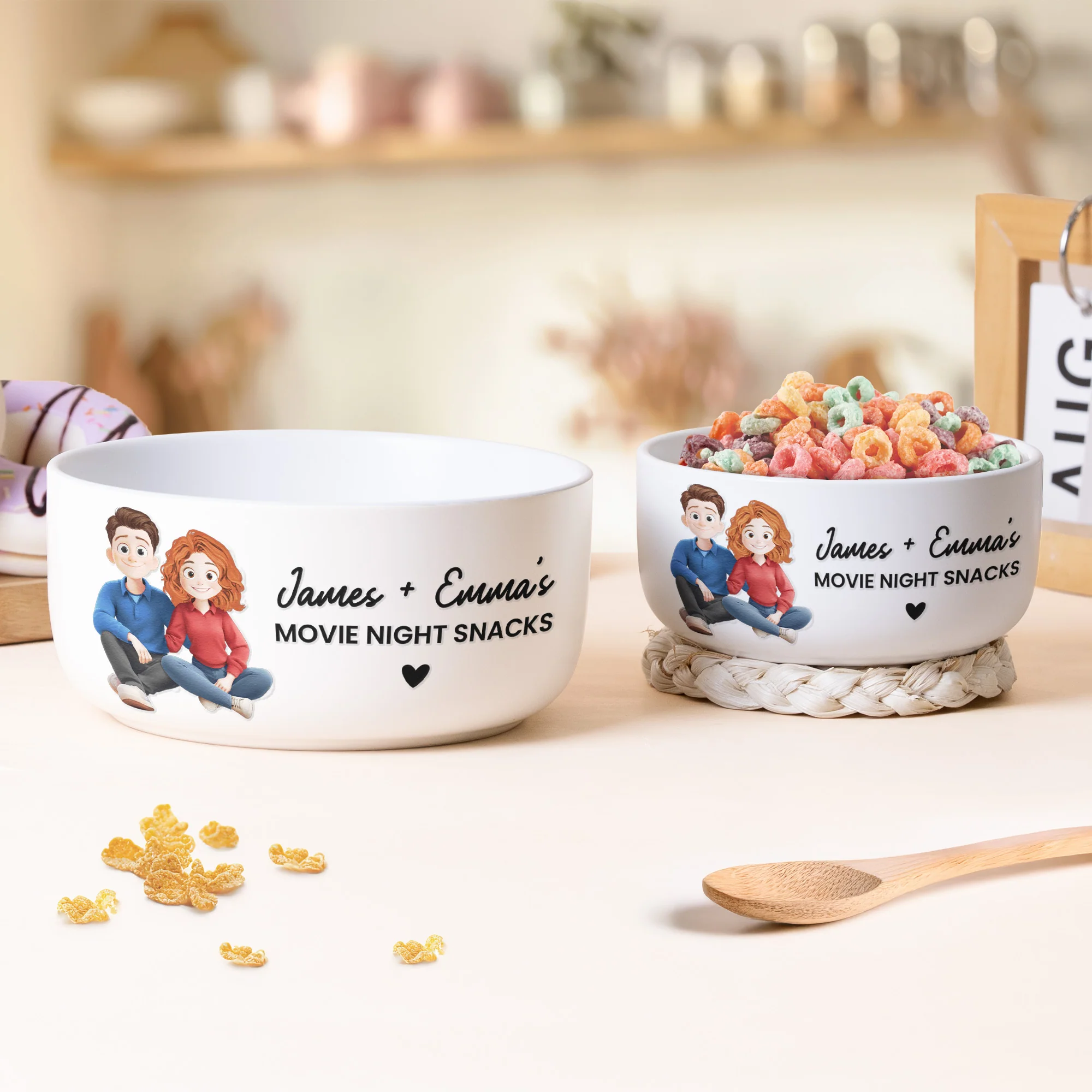 Couple Movie Night Snacks - Personalized Ceramic Bowl - Image 3
