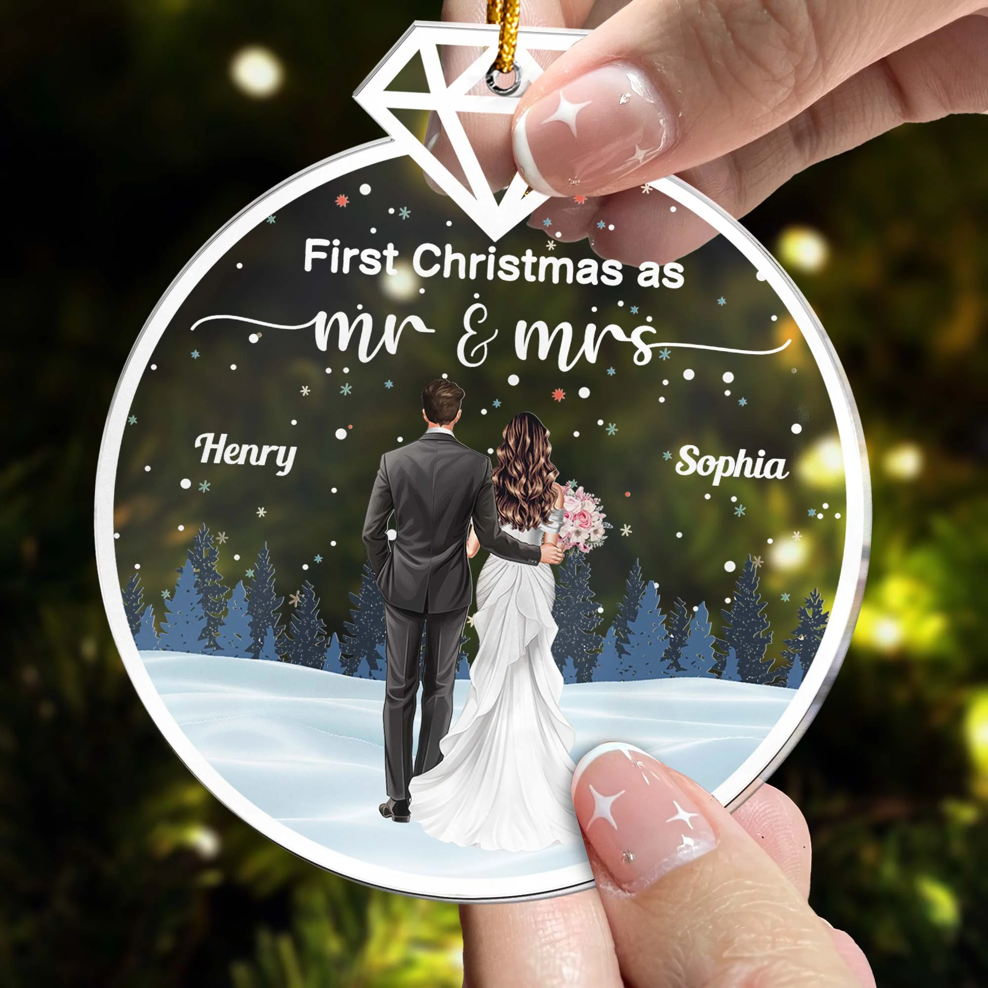 Couple Our First Christmas Together - Personalized Acrylic Ornament - Image 3