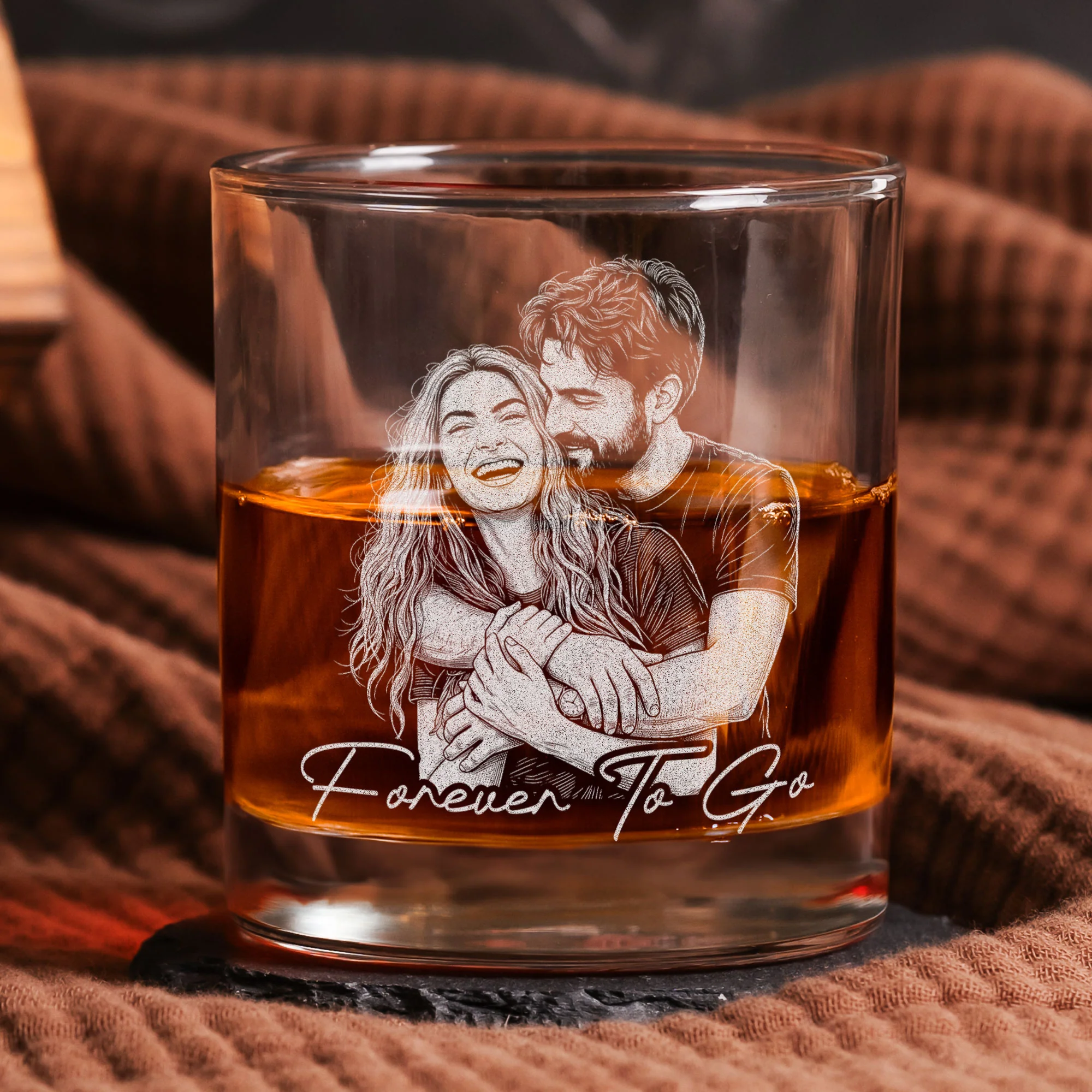 Couple Photo Engraved Glass Anniversary Gift For Him, Her - Personalized Whiskey Glass - Image 2