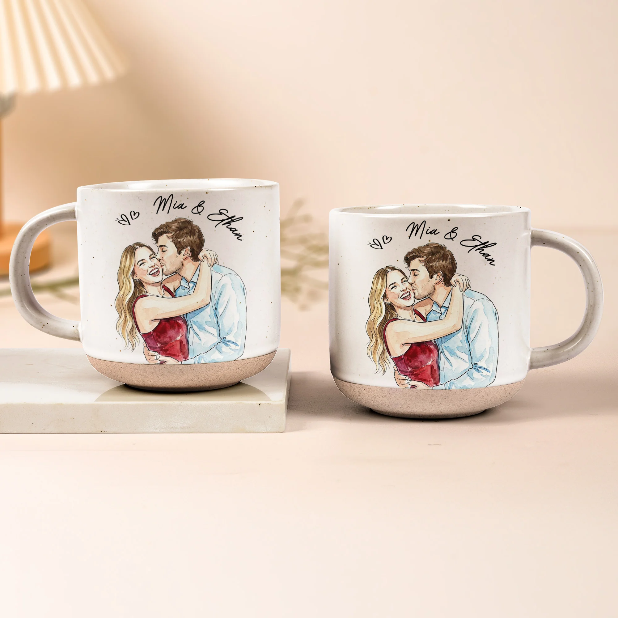 Couple Portrait Watercolor Anniversary Gift For Him, Her - Personalized Mug - Image 4