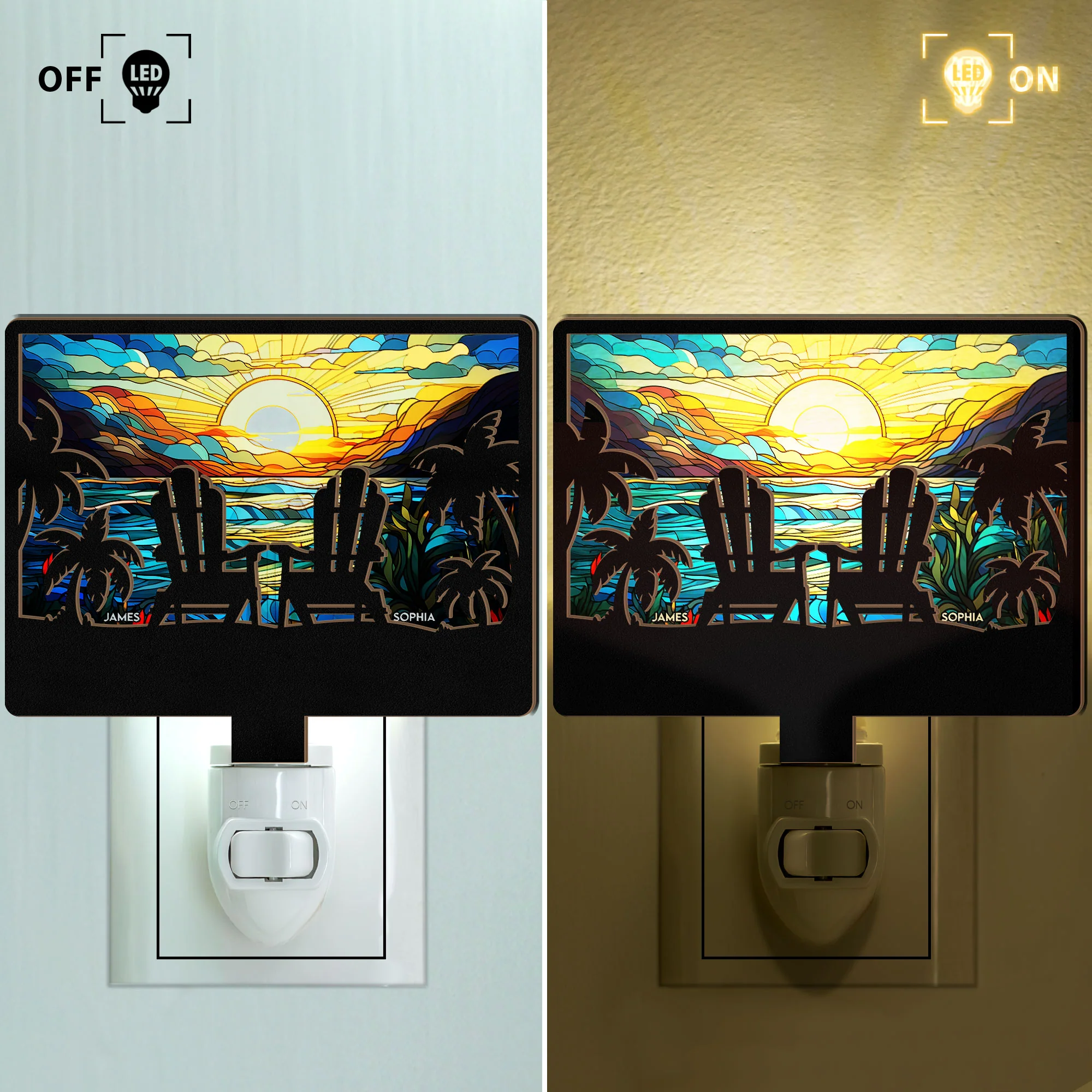 Couple Together - Personalized Wood And Acrylic Night Light