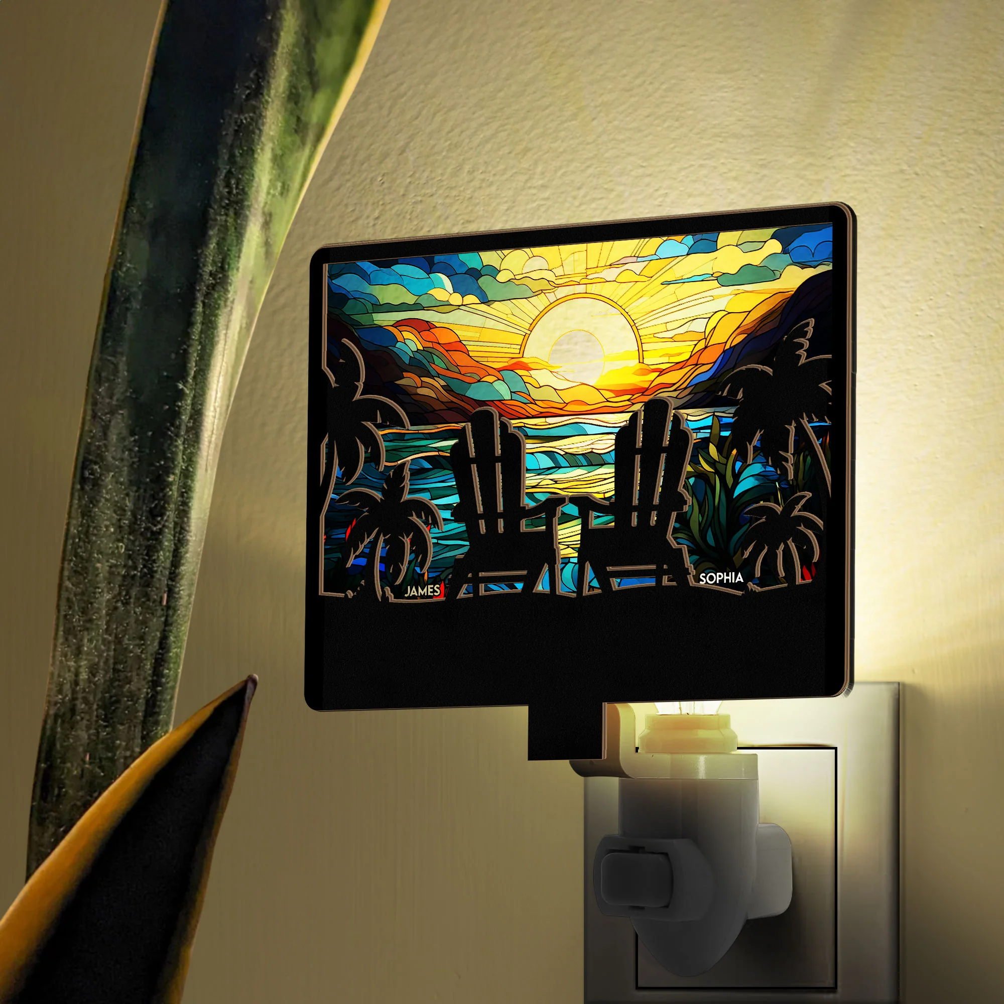 Couple Together - Personalized Wood And Acrylic Night Light - Image 4