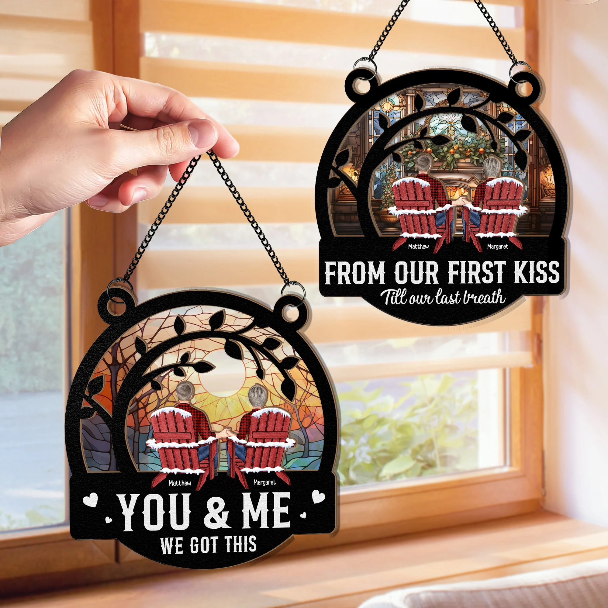 Couple Together You & Me We Got This - Personalized Window Hanging Suncatcher Ornament - Image 2