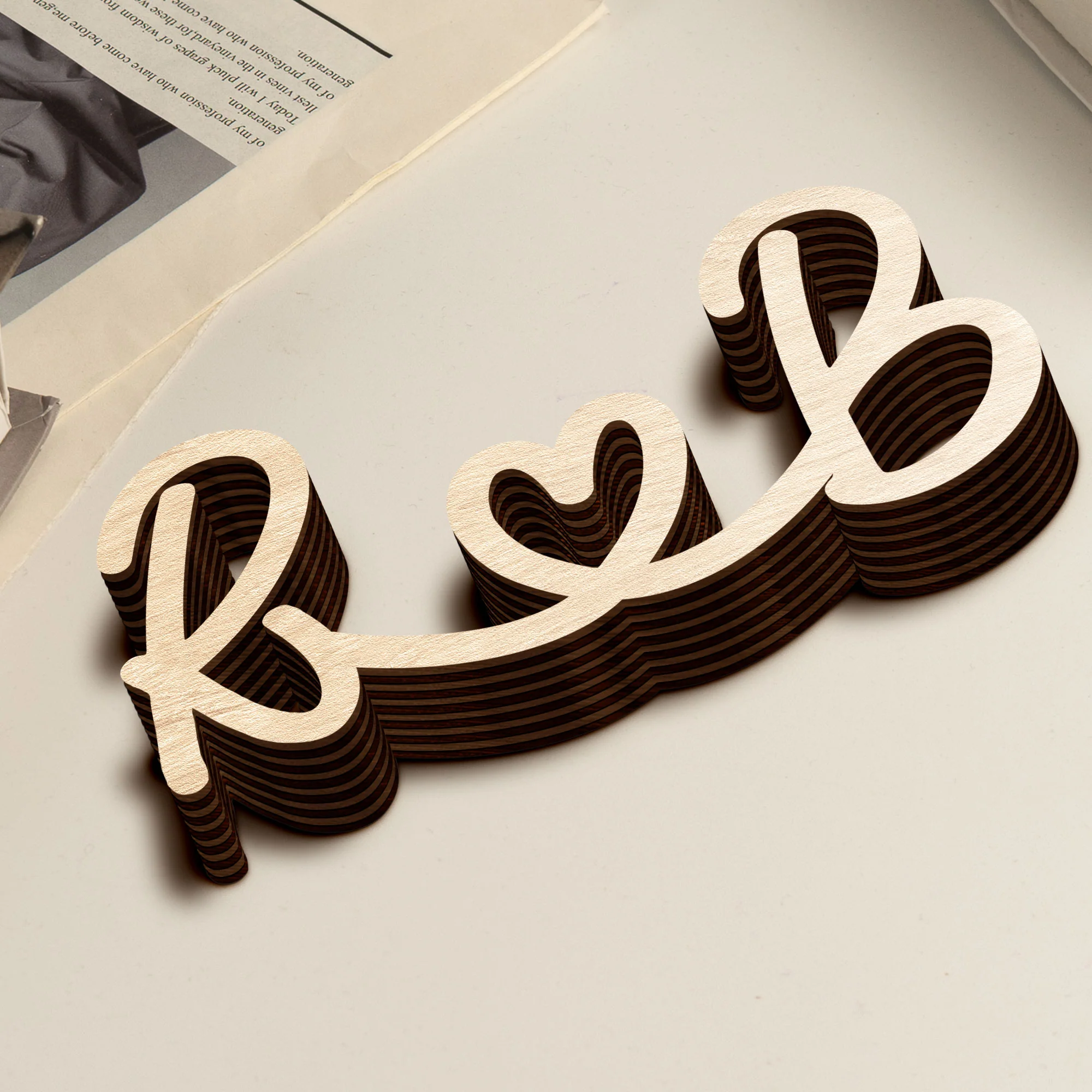 Couples Initials Sign Custom Initials Name Decors - Personalized Line Art Sculpture - Image 3
