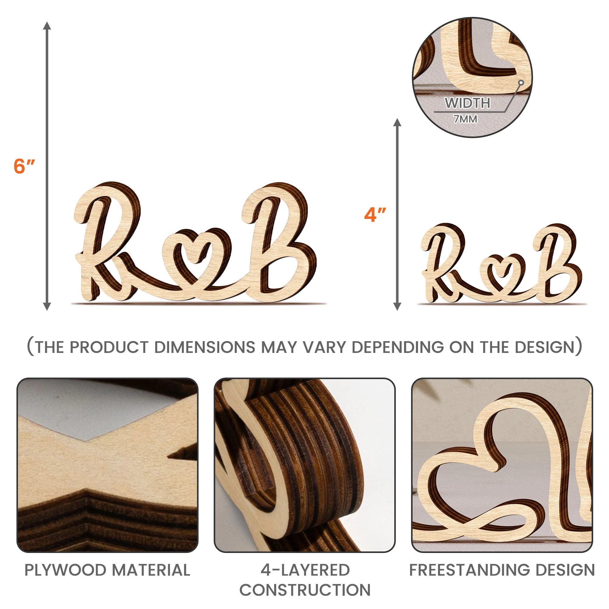 Couples Initials Sign Custom Initials Name Decors - Personalized Line Art Sculpture - Image 4