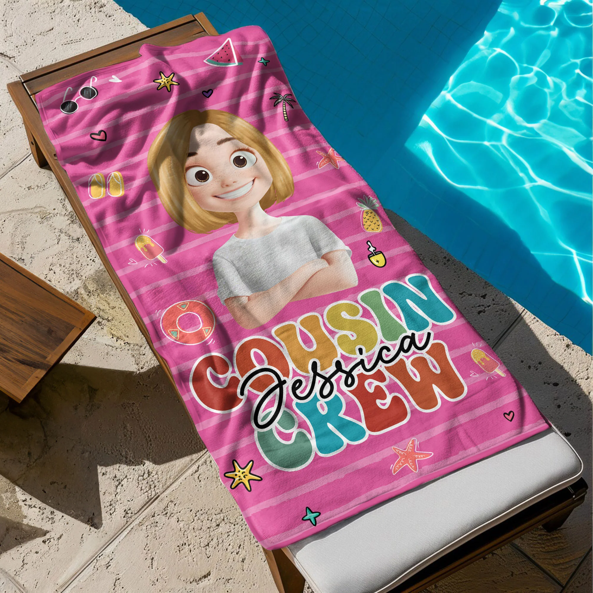 Cousin Crew Family Vacation - Personalized Quick-Dry Beach Towel - Image 5