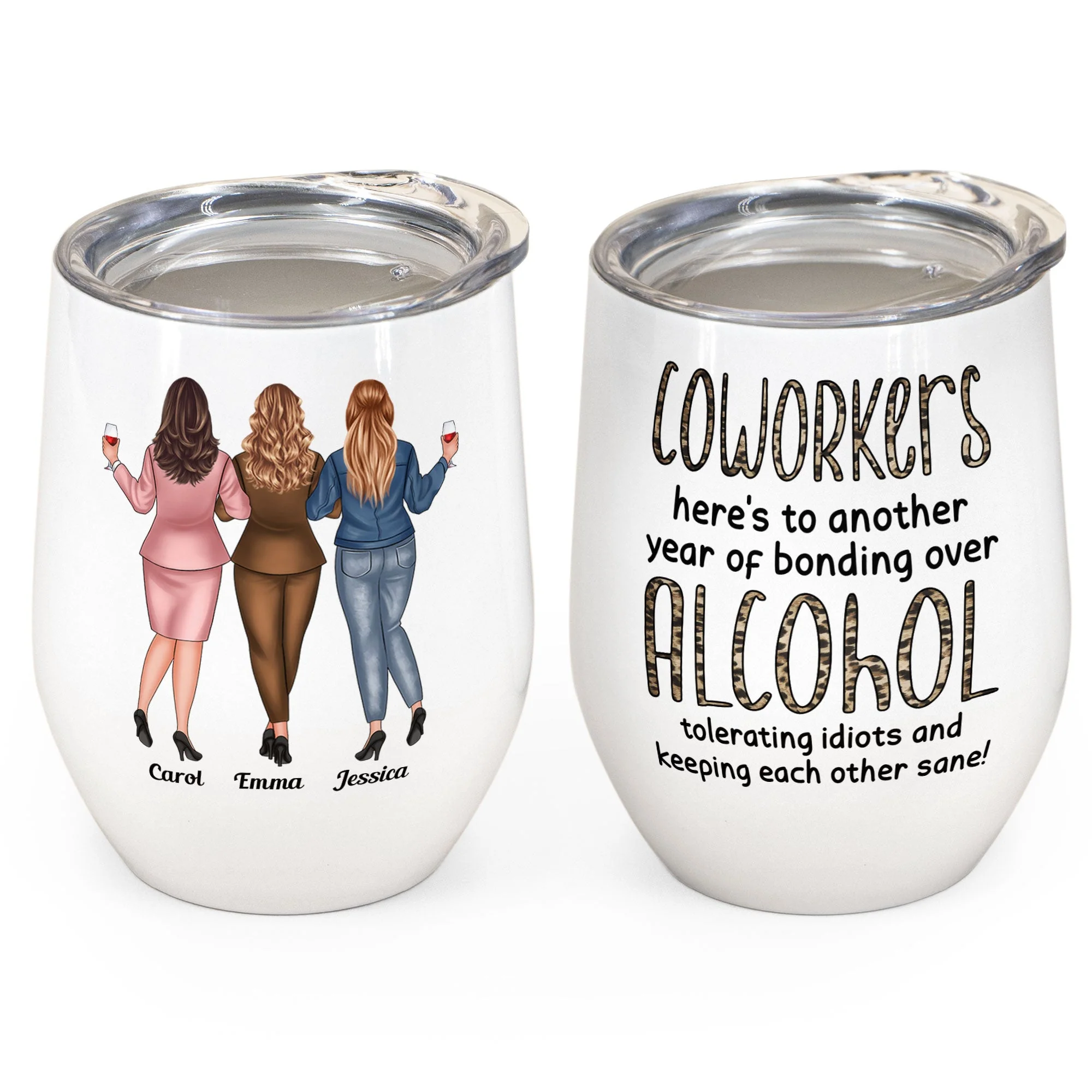 Coworkers, Alcohol Tolerating, Bonding Over, Keeping Each Other Sane - Personalized Wine Tumbler - Gift For Coworker, Colleague, Work Bestie, Friend, Work Bestie - Image 4