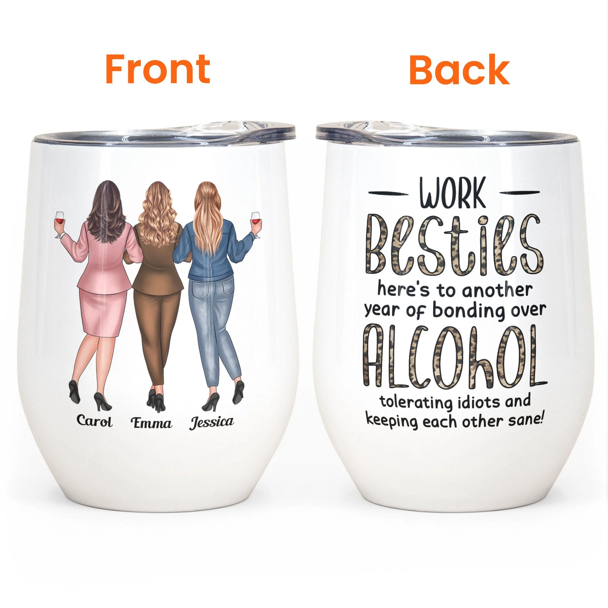 Coworkers, Alcohol Tolerating, Bonding Over, Keeping Each Other Sane - Personalized Wine Tumbler - Gift For Coworker, Colleague, Work Bestie, Friend, Work Bestie - Image 7