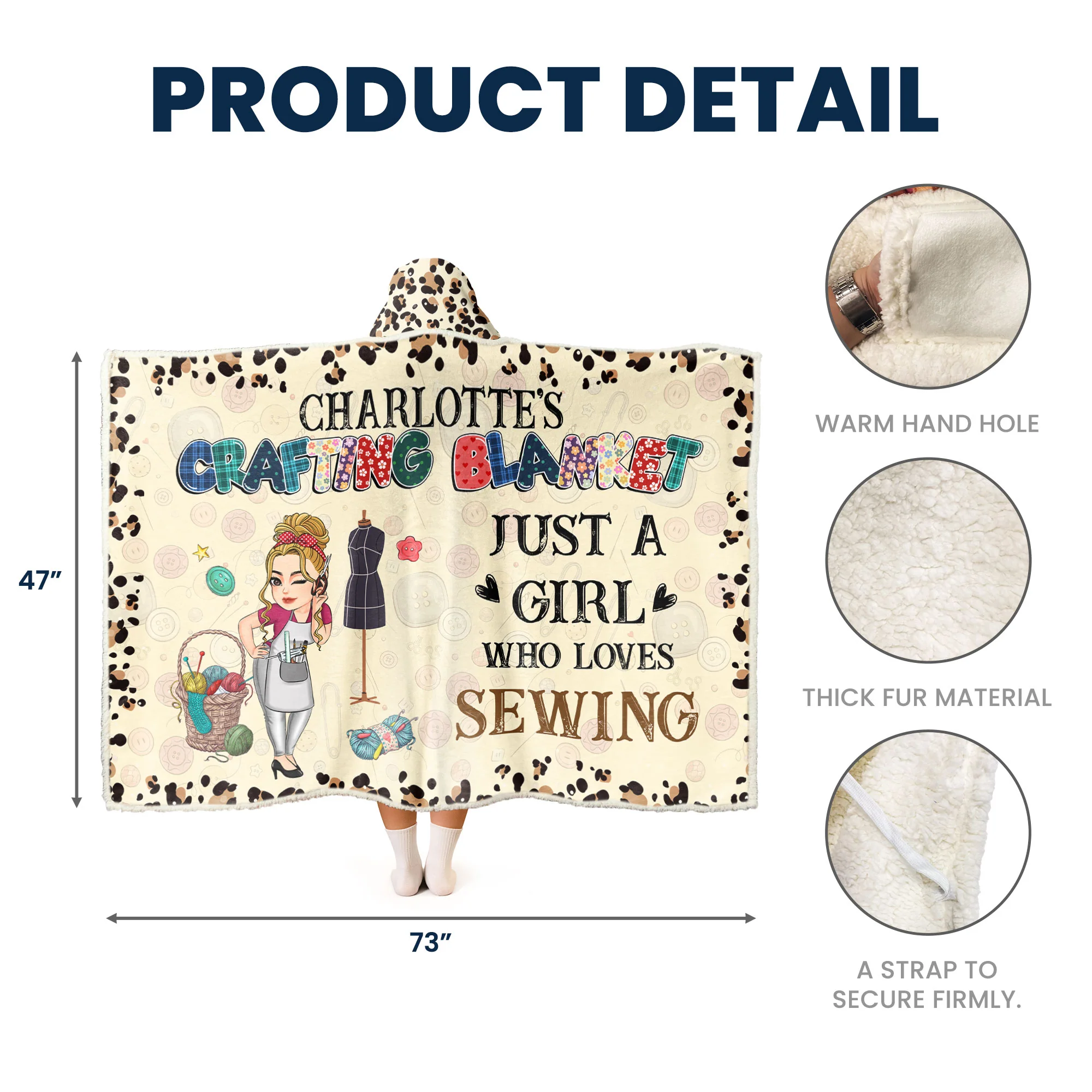 Crafting Blanket - Personalized Wearable Blanket Hoodie - Sewing - Image 6