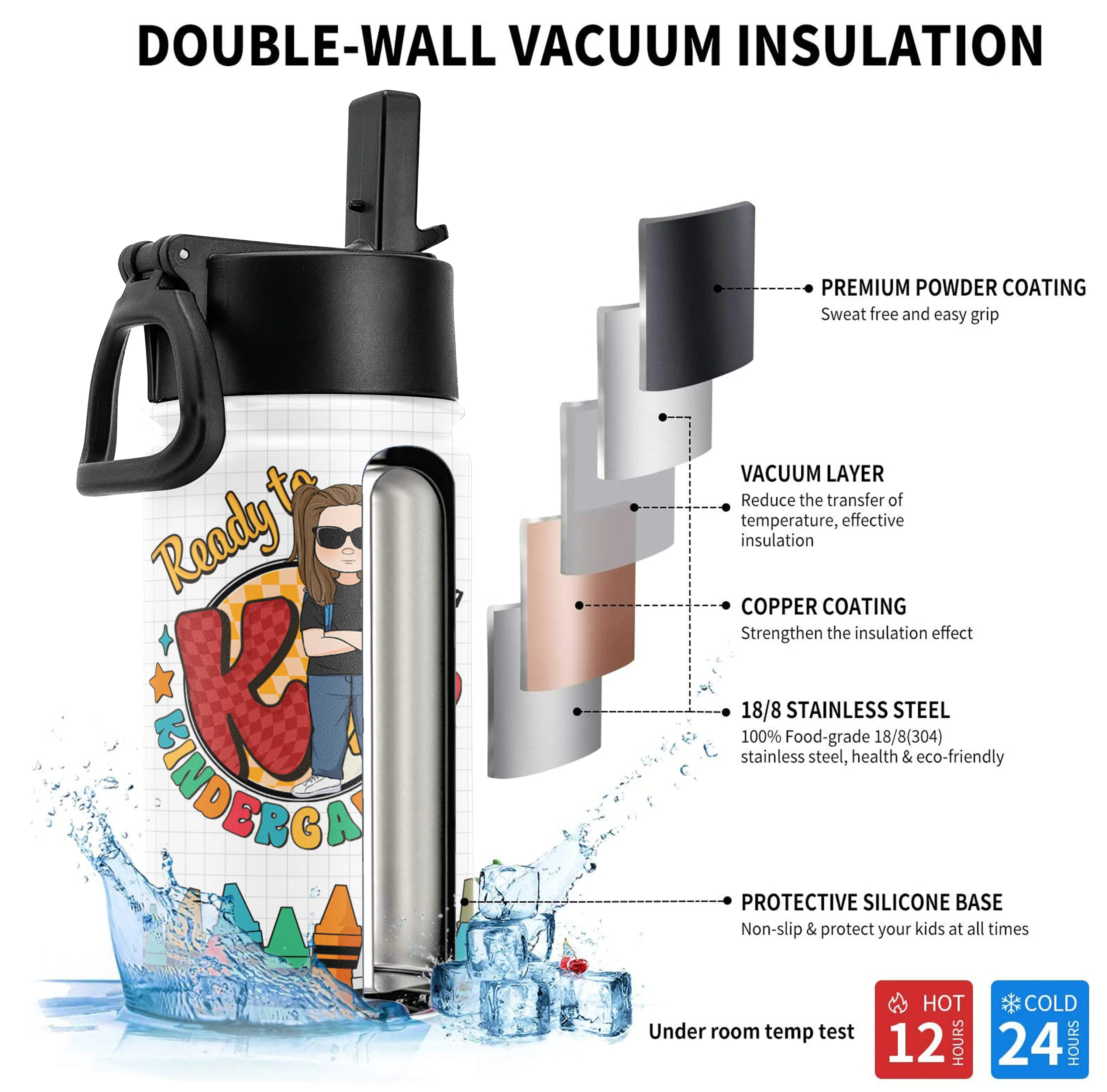 Crush School - Personalized Kids Water Bottle With Straw Lid - Image 4