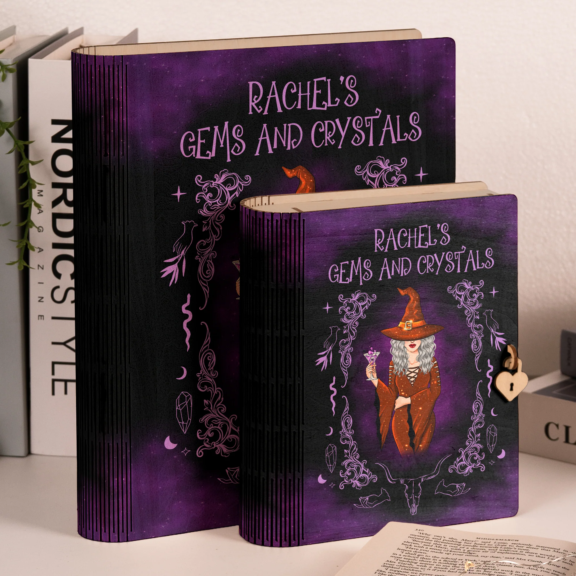 Crystal Magic Gems - Personalized Wooden Book Box - Image 4