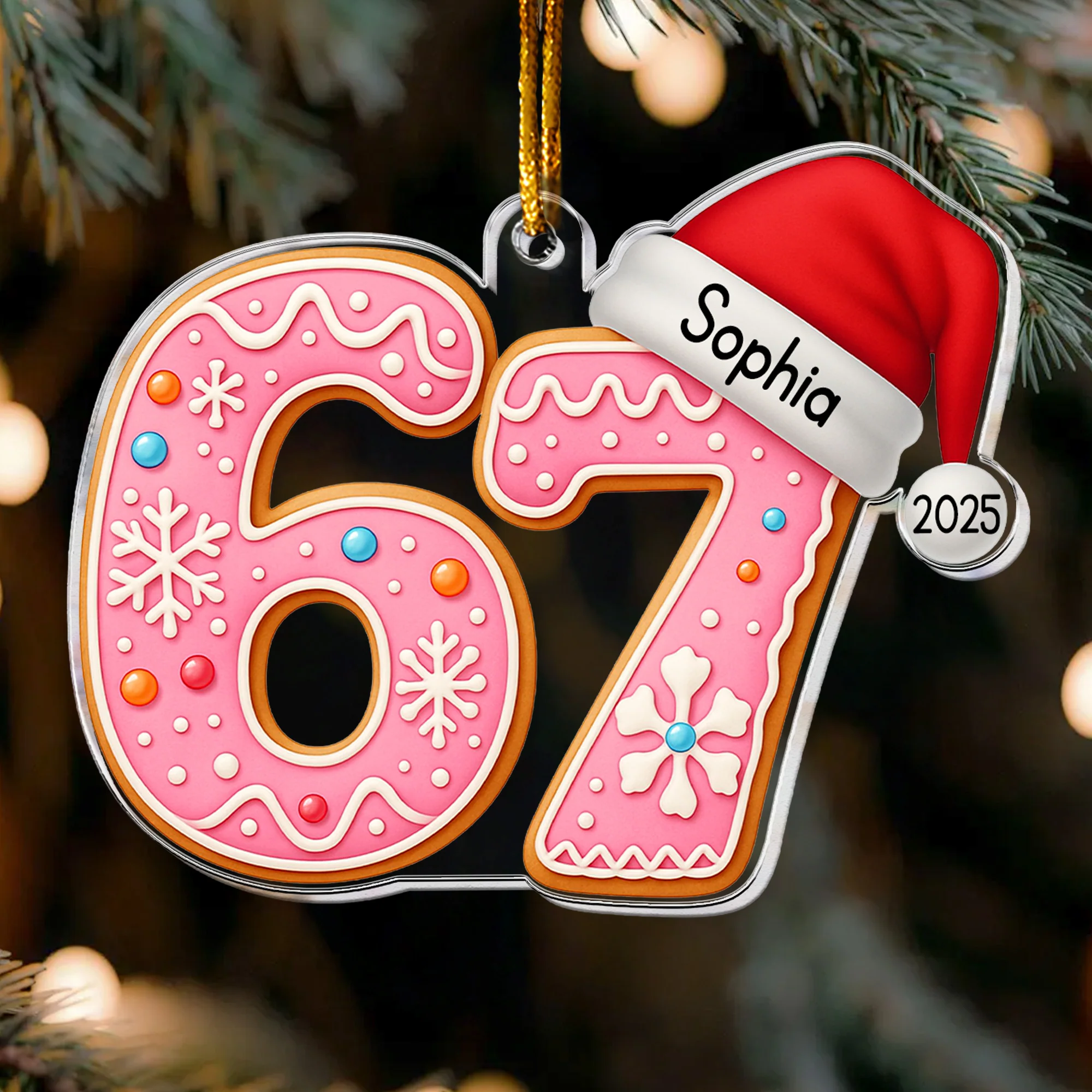 Custom '6 7' Six Seven Gen Z Gen Alpha Slang Meme For Kids Teenagers - Personalized Acrylic Ornament - Image 2