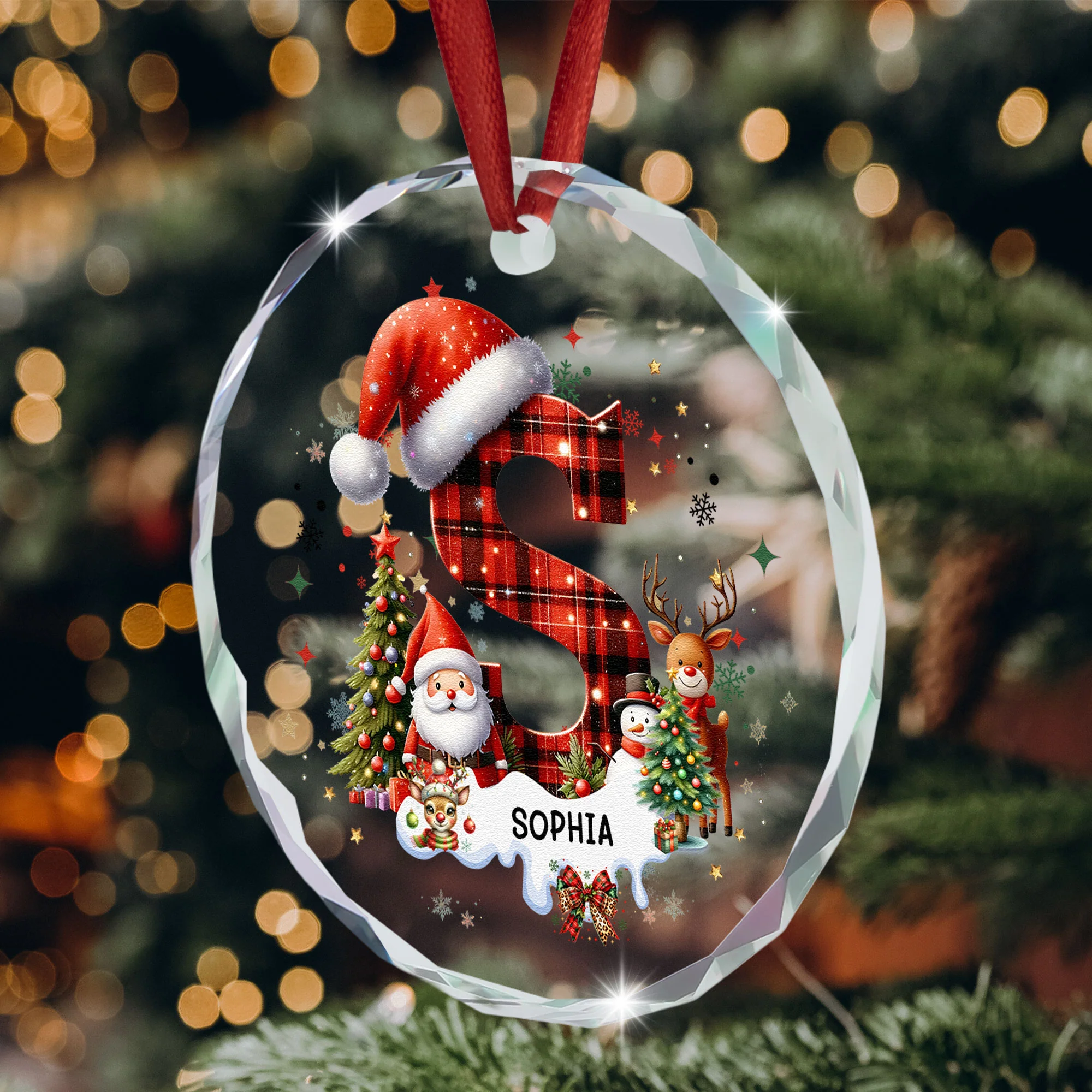 Custom Alphabet Christmas - Personalized Glass Ornament - Image 4