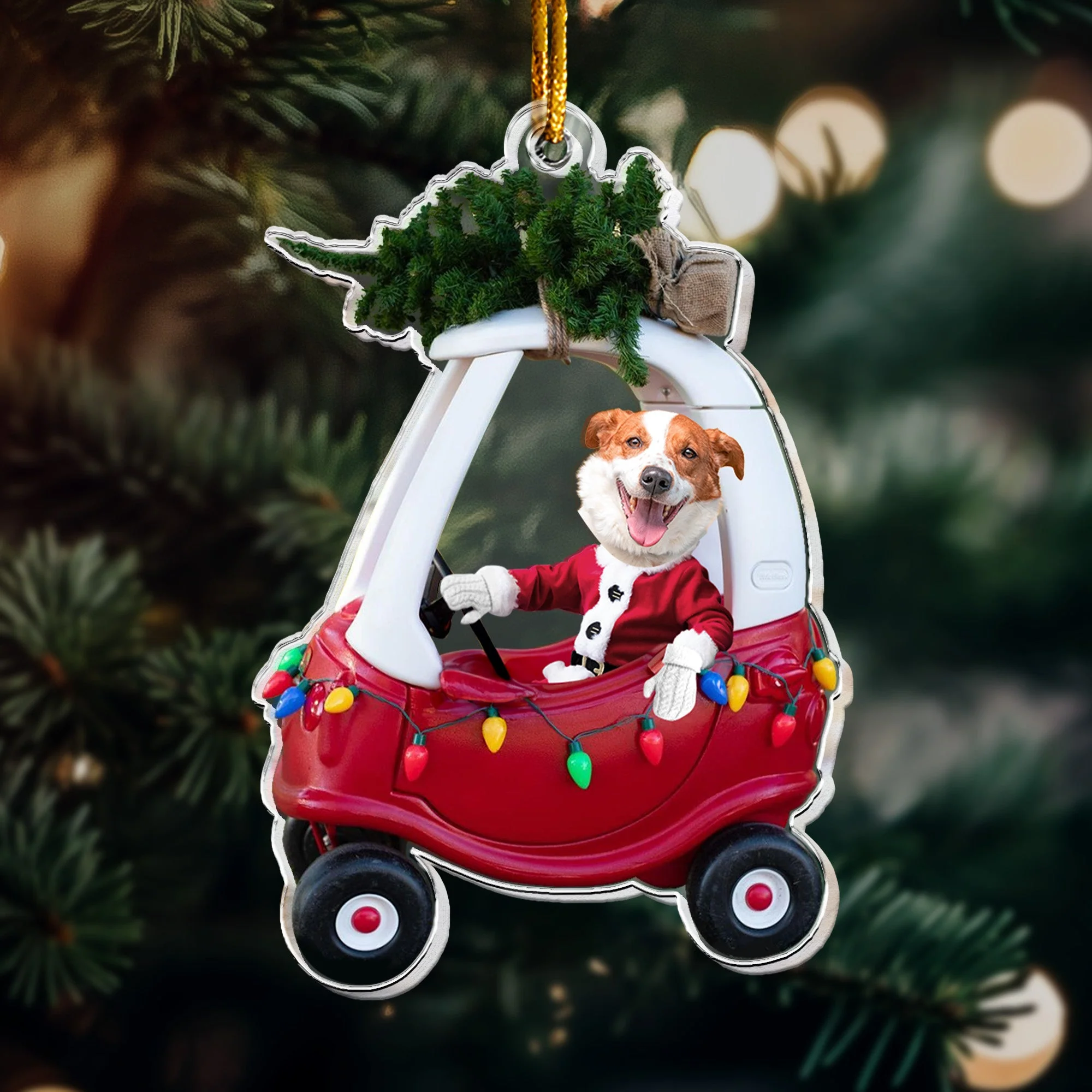 Custom Baby Kid In Car - Personalized Newborn Christmas Photo Ornament - Image 2
