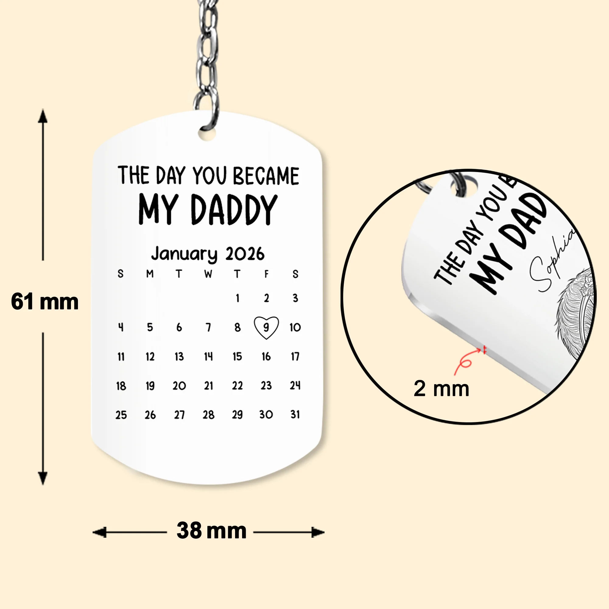 Custom Baby Photo Sketch Line Art Father's Day Gift For New Dad, Husband - Personalized Keychain - Image 5