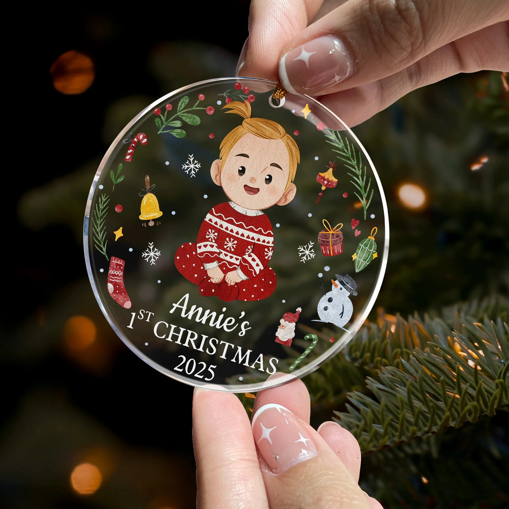 Custom Baby's First Christmas Ornament - Personalized Acrylic Ornament - Image 2