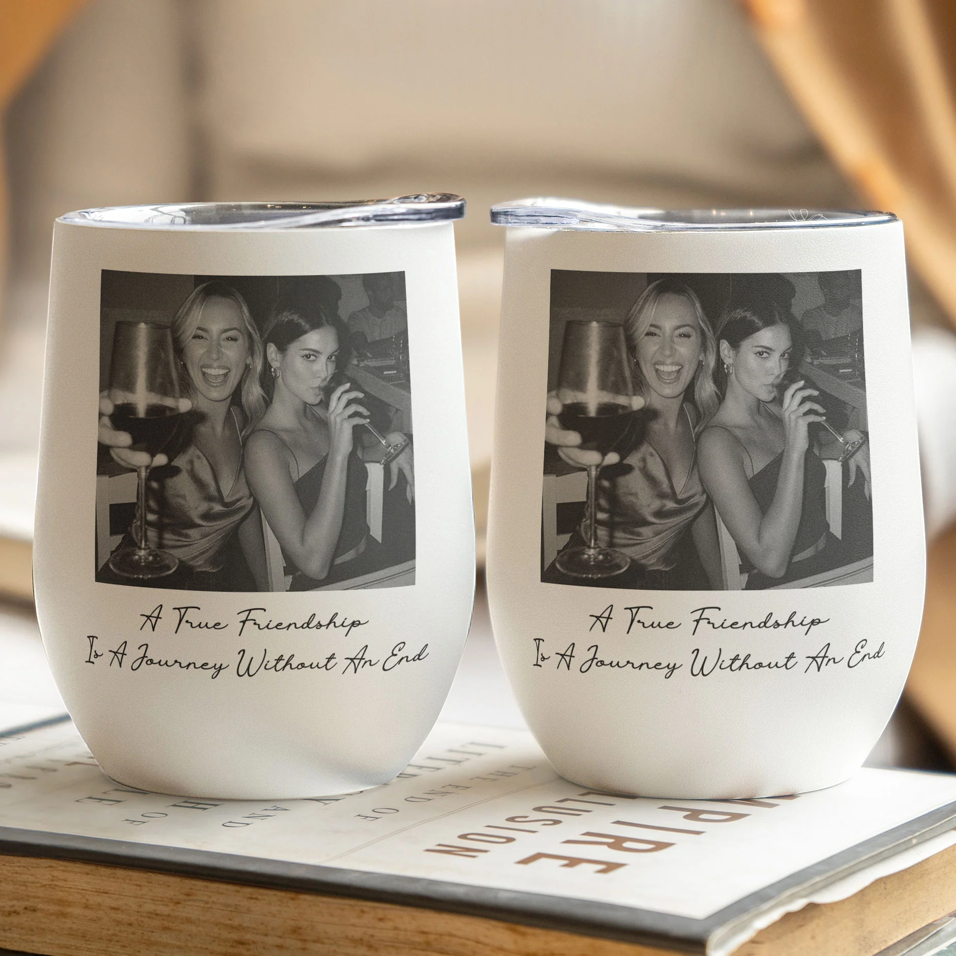Custom Bestie Photo For Best Friend Friendship Thank You Gifts - Personalized Wine Tumbler - Image 5