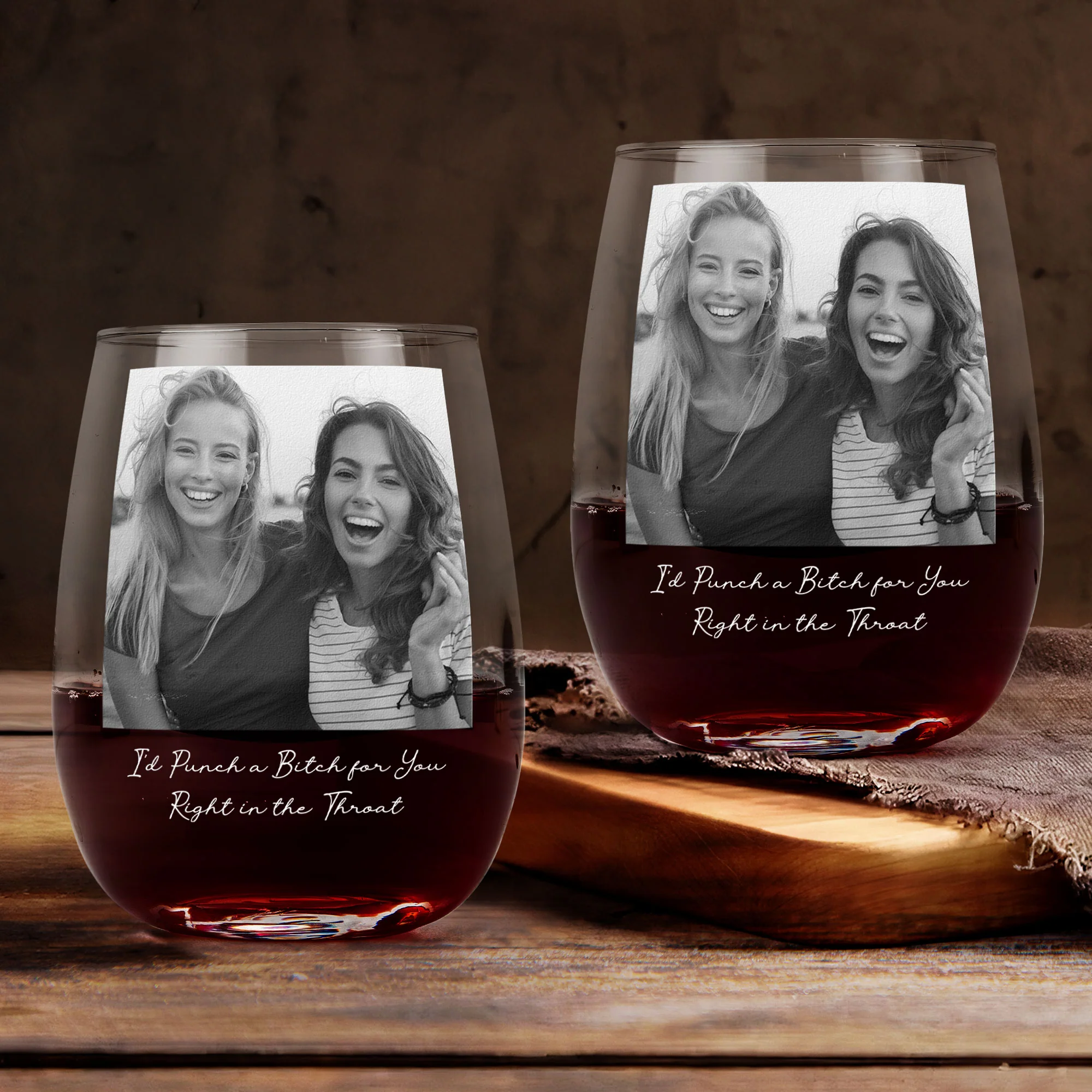 Custom Bestie Photo For Best Friend, Friendship Thank You Gifts - Personalized Photo Stemless Wine Glass - Image 4