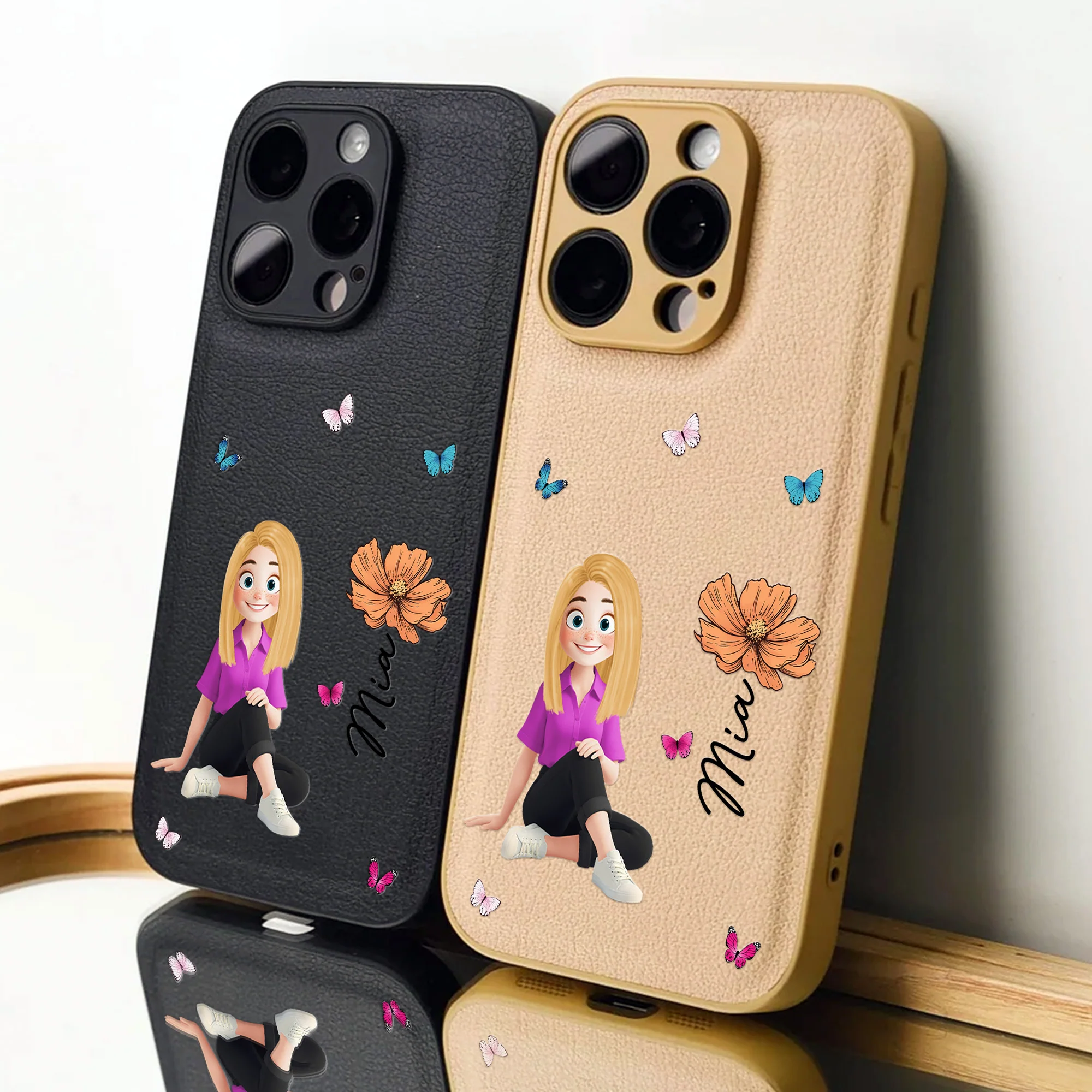 Custom Birth Flower & Cute Character For Her, Coworkers, Friends, Daughter - Personalized Phone Case - Image 5