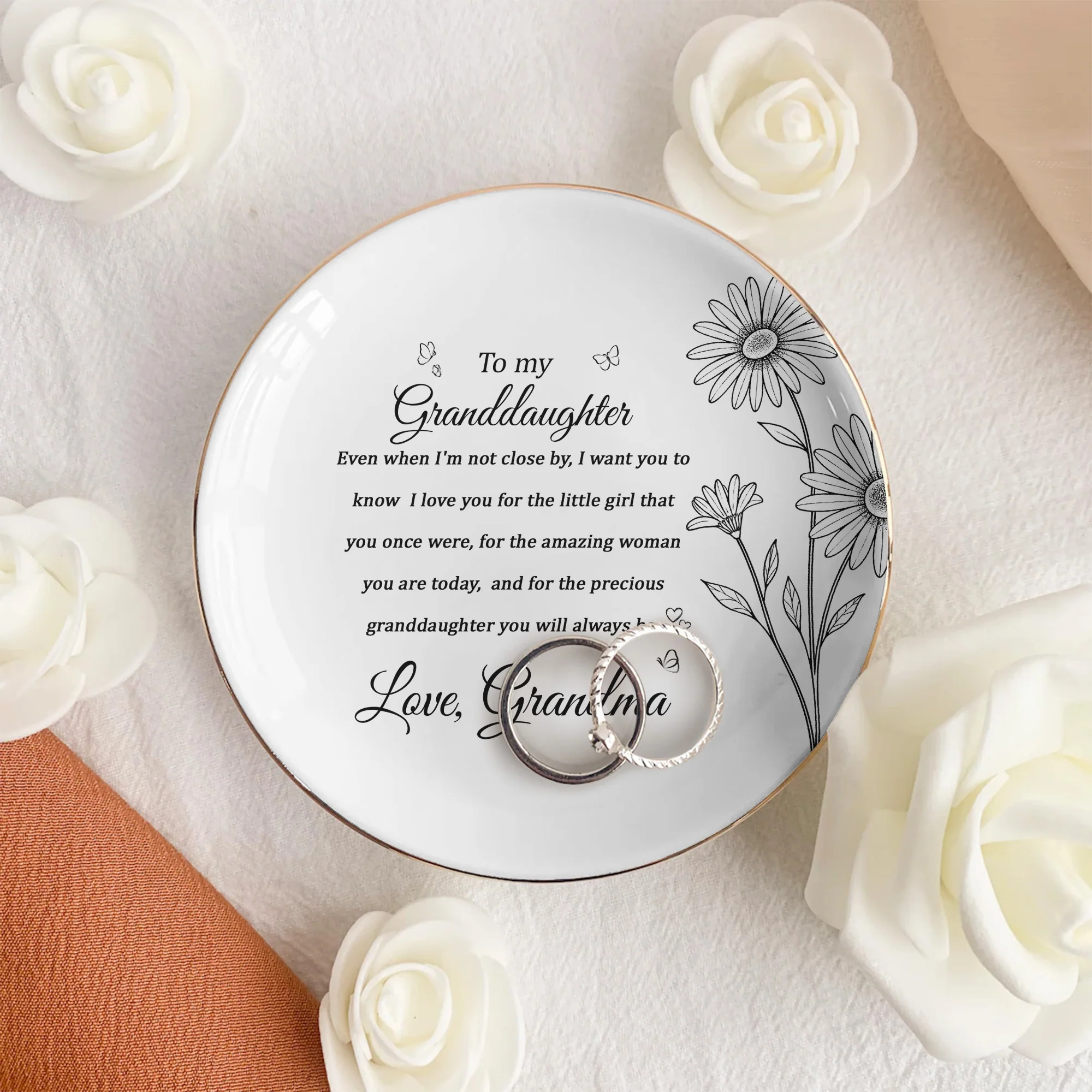 Custom Birth Flower Gift For Her Daughter Granddaughter - Personalized Jewelry Dish - Image 5