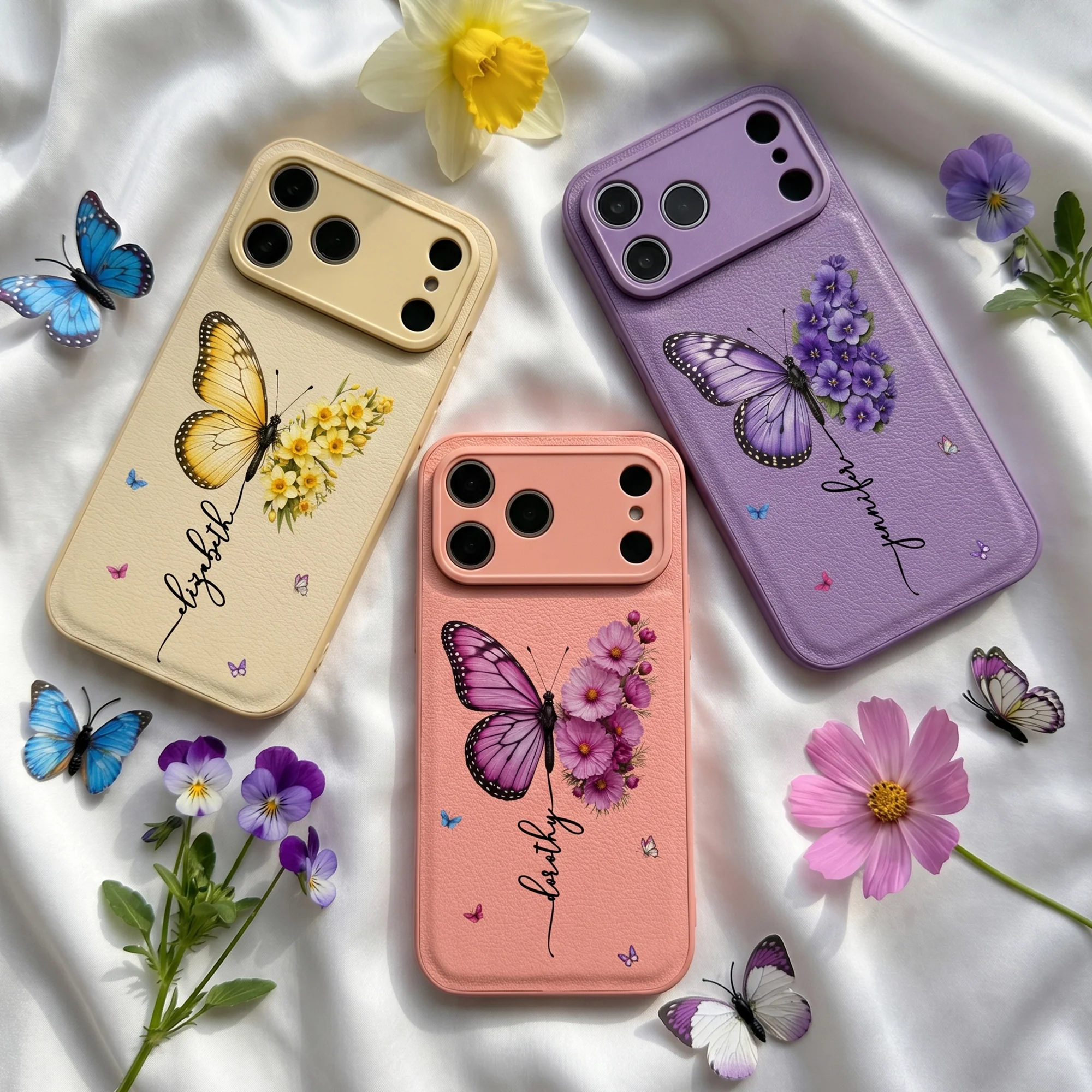 Custom Birth Flower & Name Butterfly - Personalized Phone Case