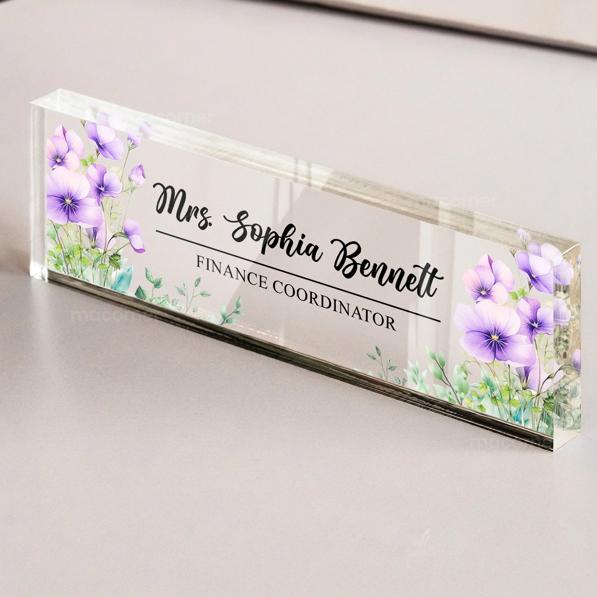 Custom Birth Flower & Name For Coworkers, Teacher Thank You Gifts - Personalized Name Plate - Image 5