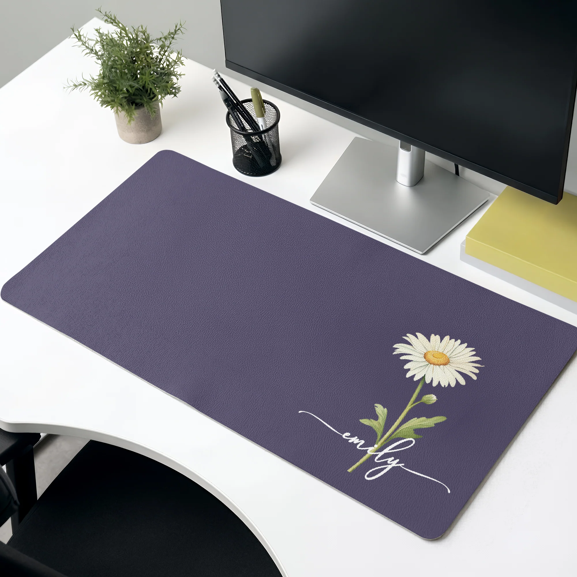 Custom Birth Flower & Name For Her, Coworkers, Friends, Teacher Ver 2 - Personalized Desk Mat