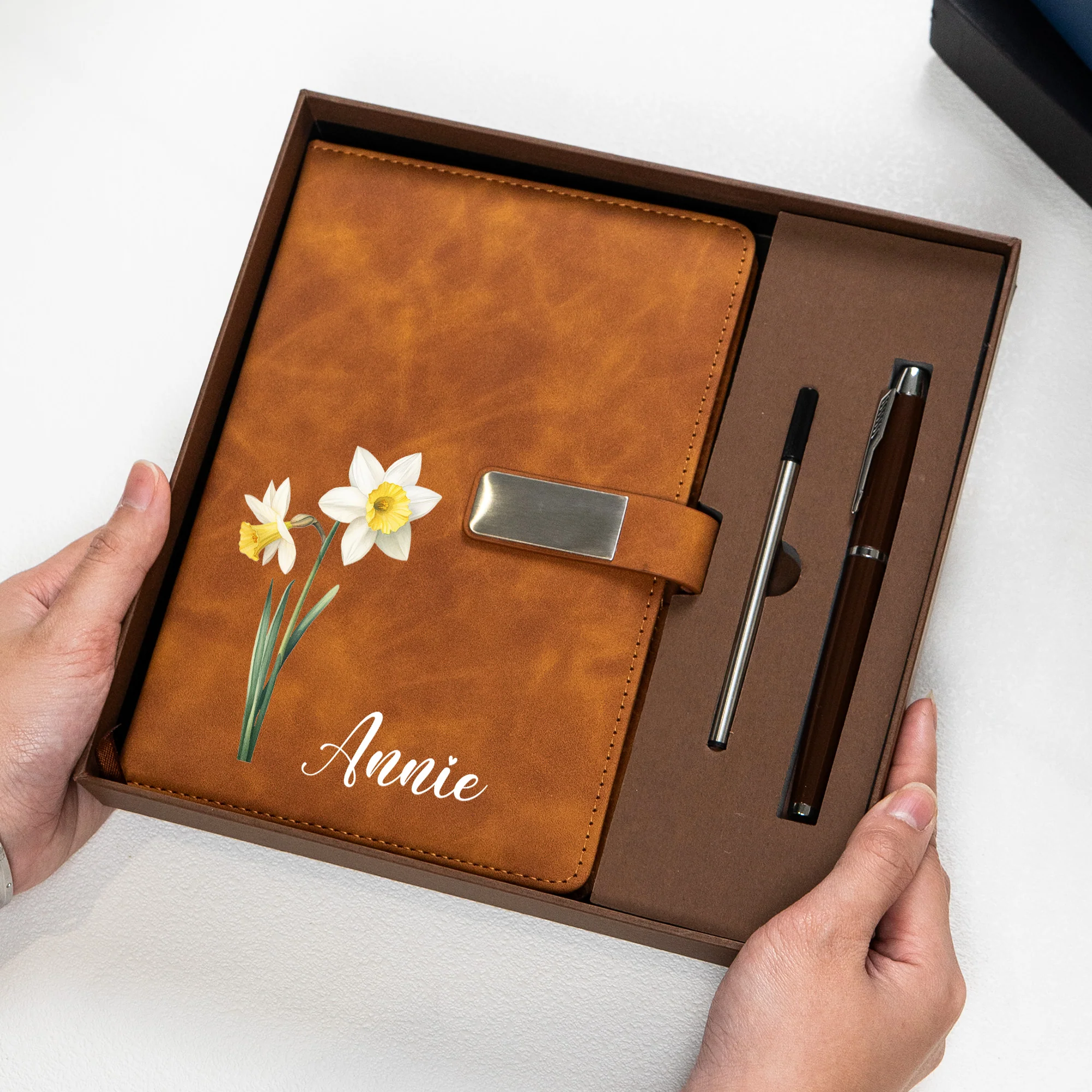 Custom Birth Flower & Name For Her, Sisters, Friends - Personalized Notebook Set - Image 3