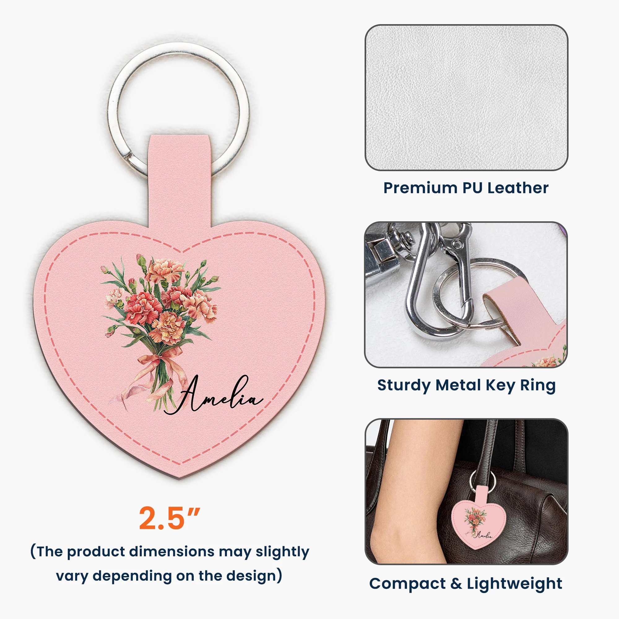 Custom Birth Flower & Name For Her, Wife, Daughter, Sister, Coworker, Friends - Personalized Keychain - Image 6