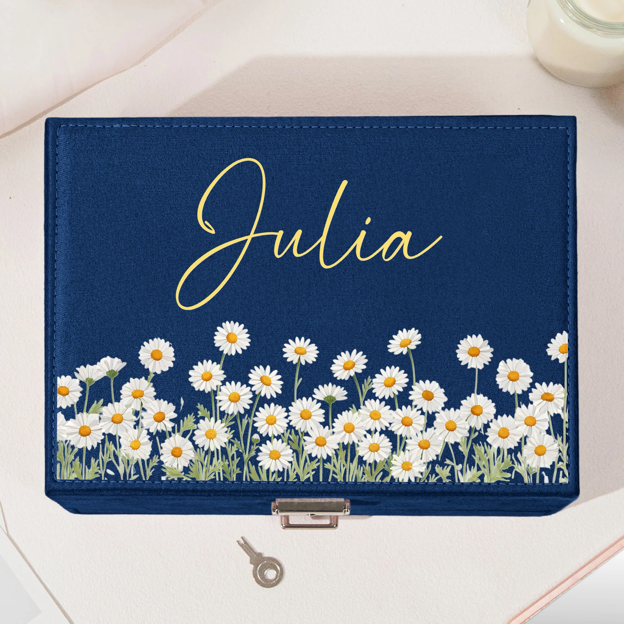 Custom Birth Flower & Name For Her, Wife, Daughter, Sister - Personalized Large Jewelry Box - Image 5