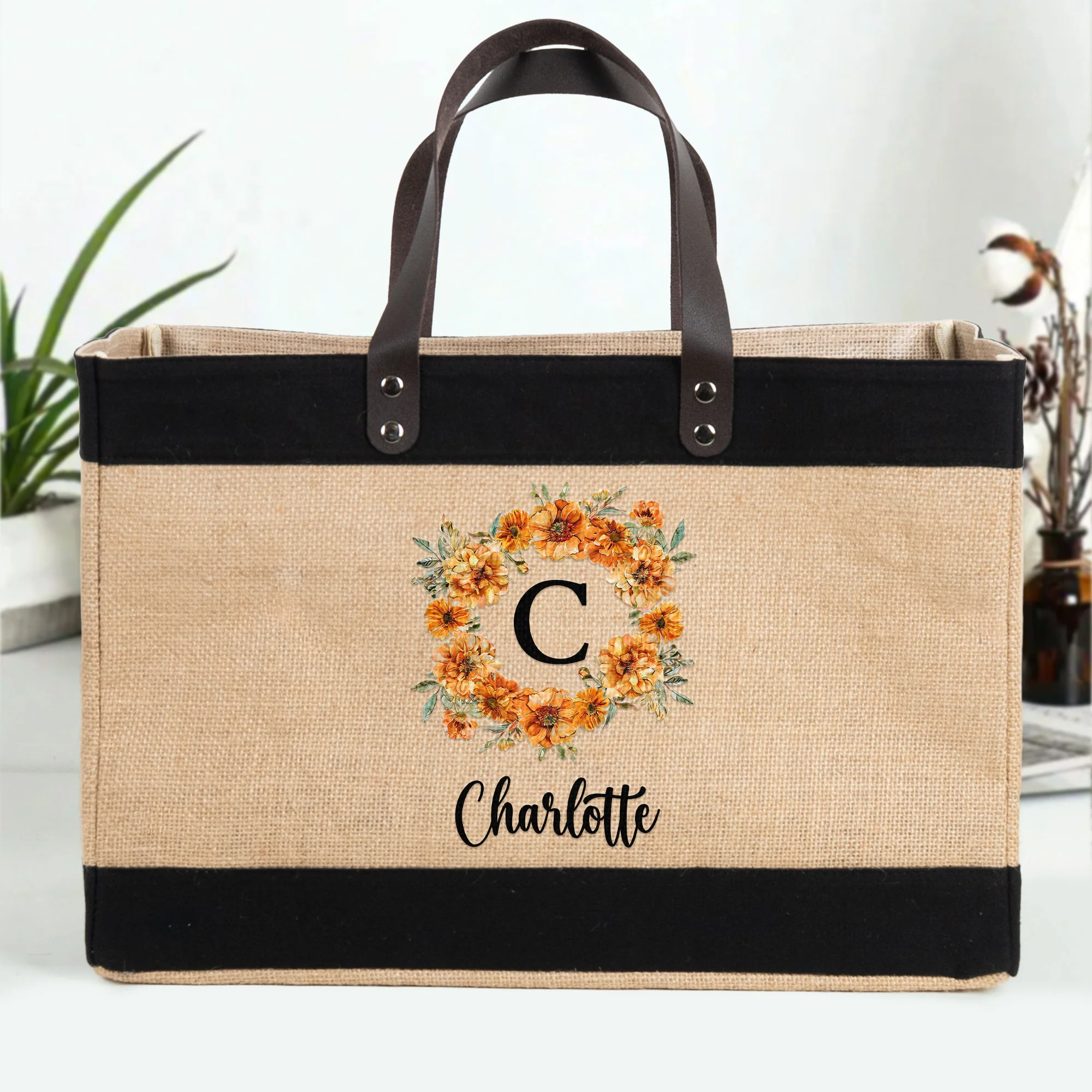 Custom Birth Flower & Name For Her, Wife, Daughter, Sister - Personalized Tote Bag - Image 3