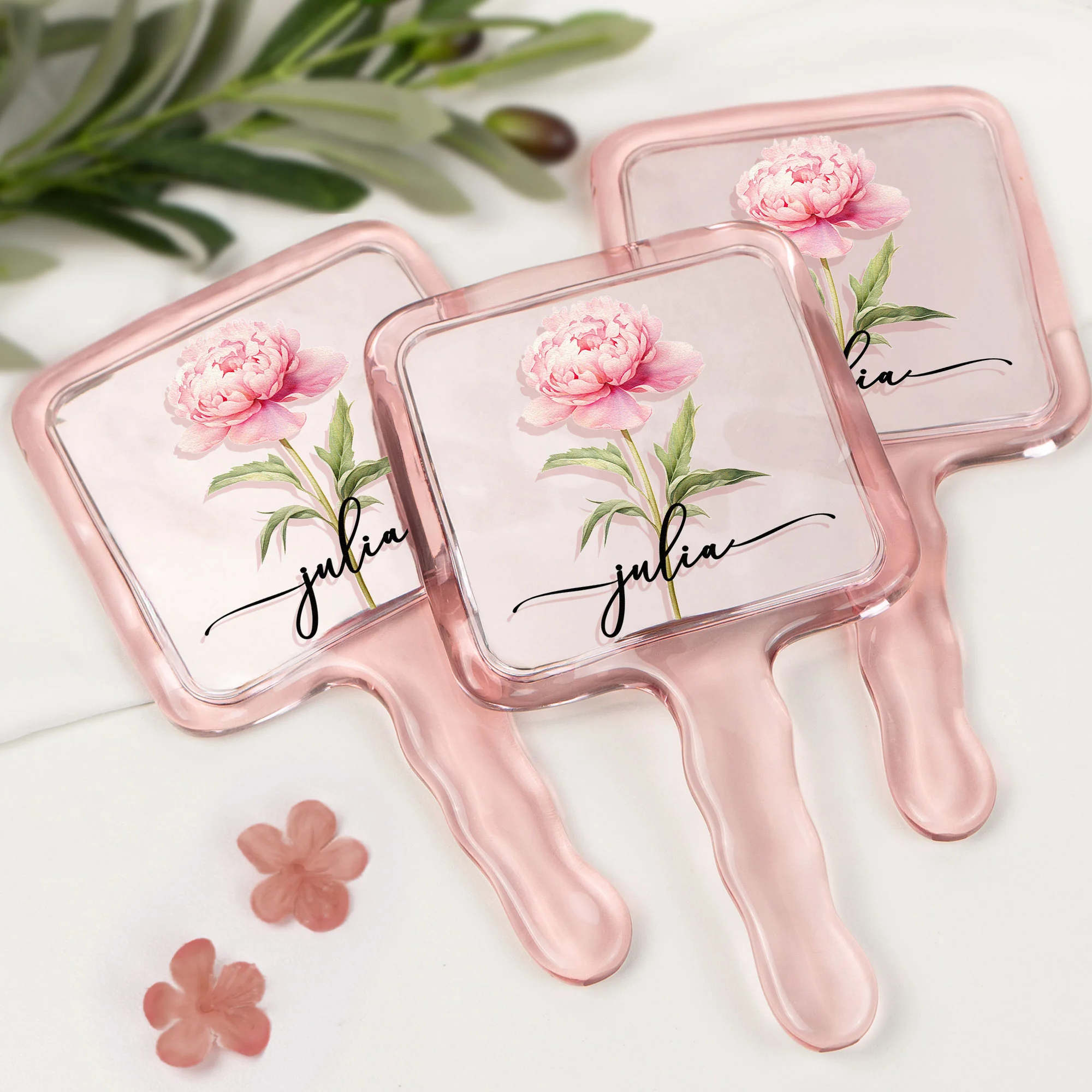 Custom Birth Flower & Name For Her, Wife, Daughter, Sister, Self Gift - Personalized Handheld Mirror - Image 4