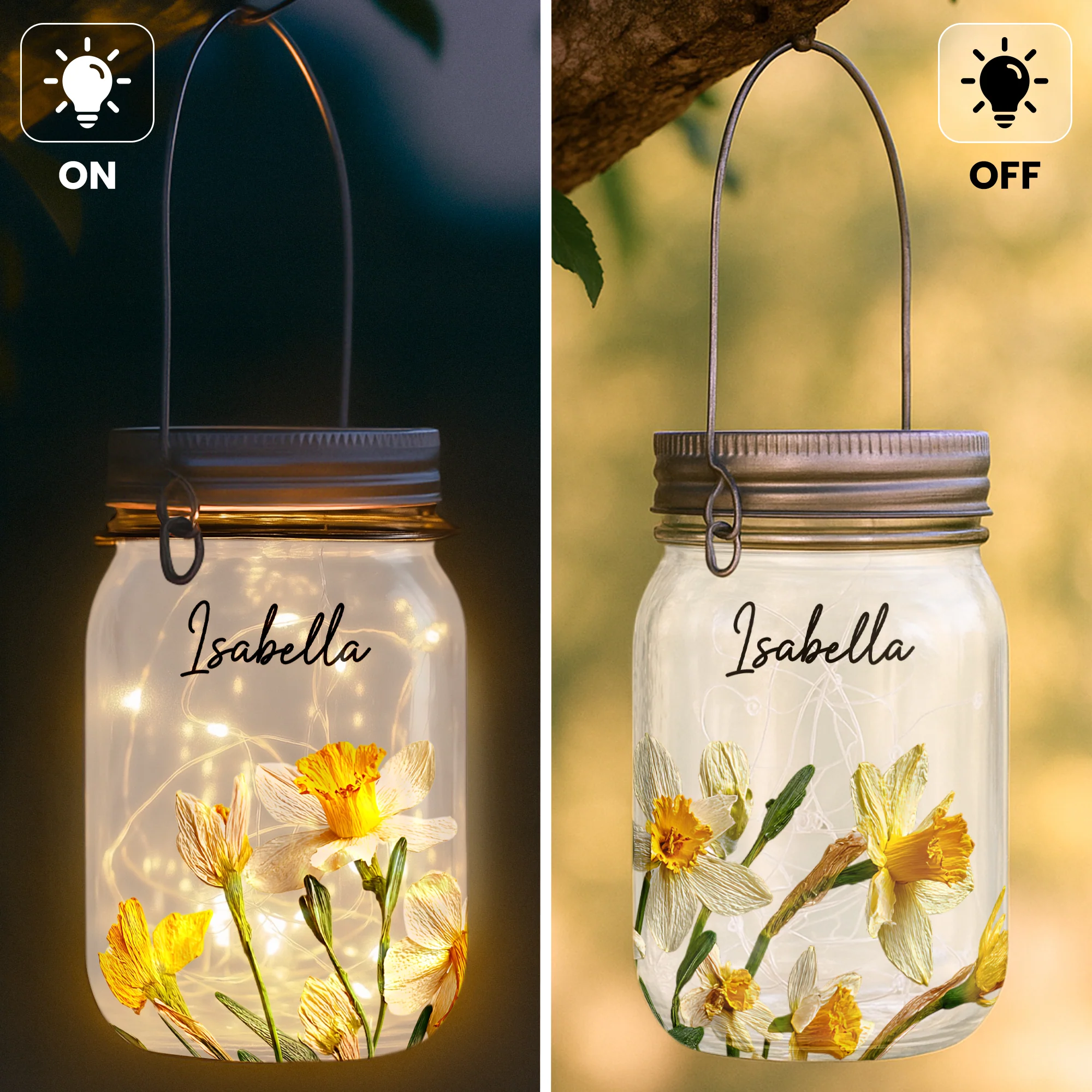 Custom Birth Flower & Name Gift For Her Daughter Friend - Personalized Night Light - Image 3
