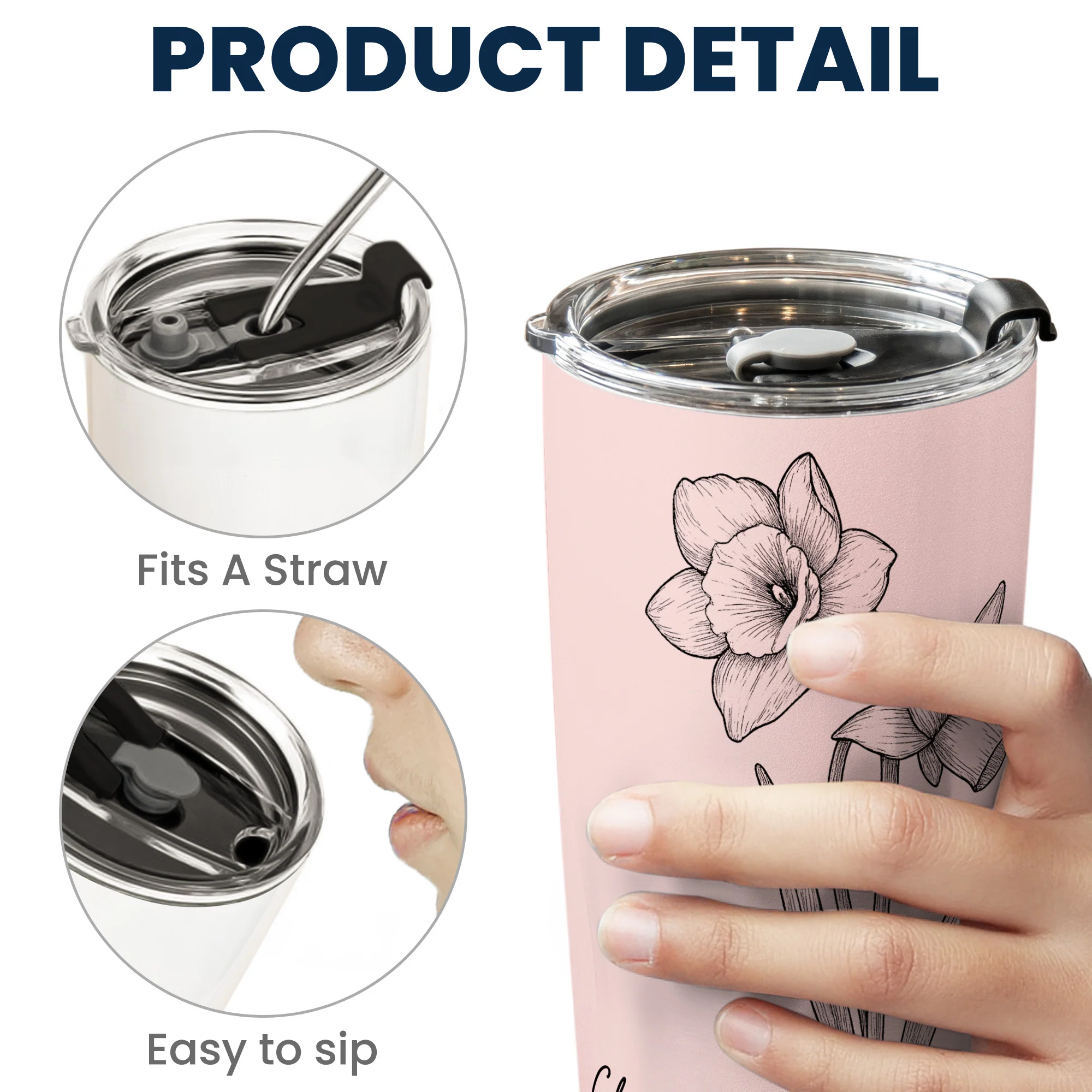 Custom Birth Flower & Name New Version For Friends, Coworkers, Daughters, Sisters - Personalized Tumbler Cup - Image 5