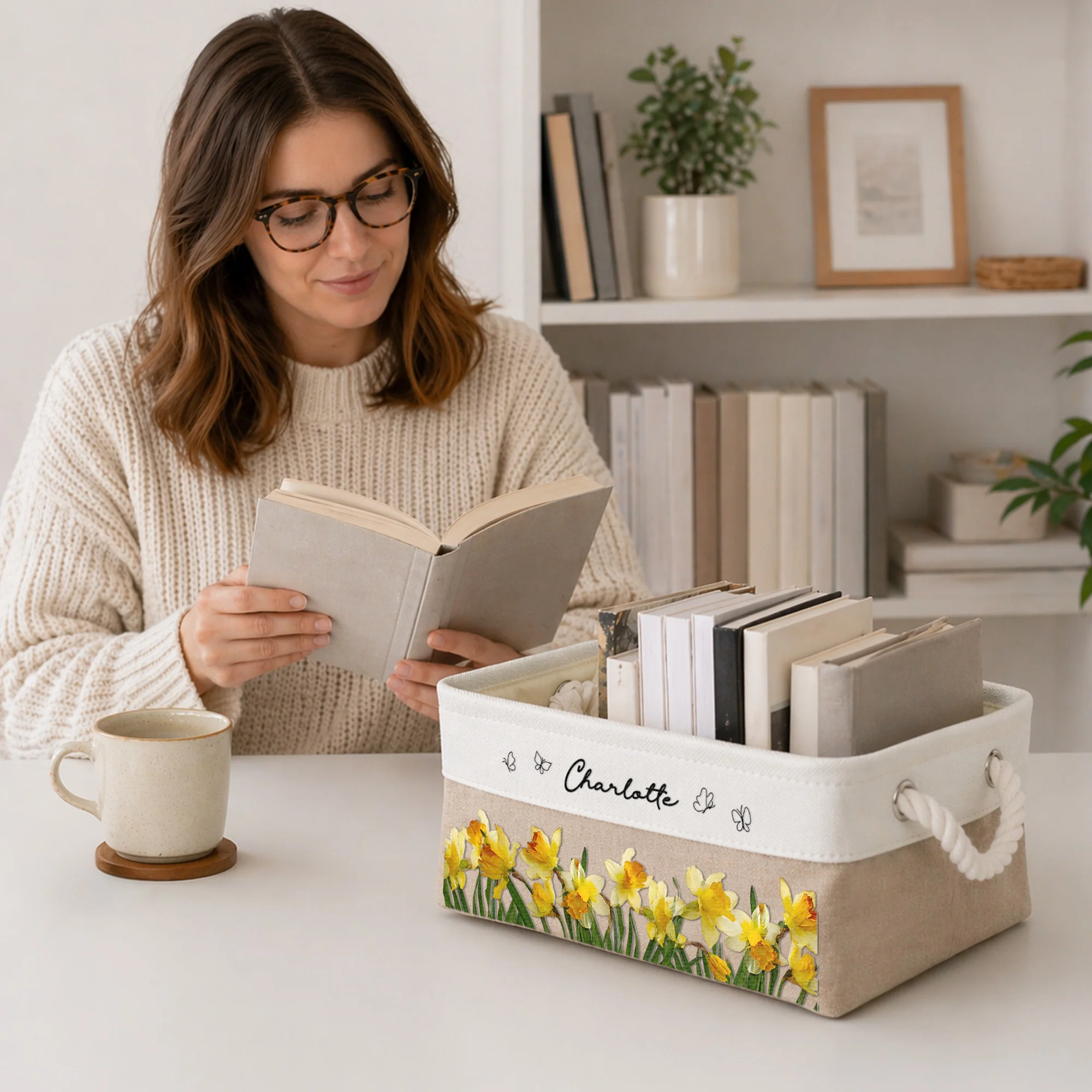 Custom Birth Flower & Name - Personalized Storage Basket - Image 4