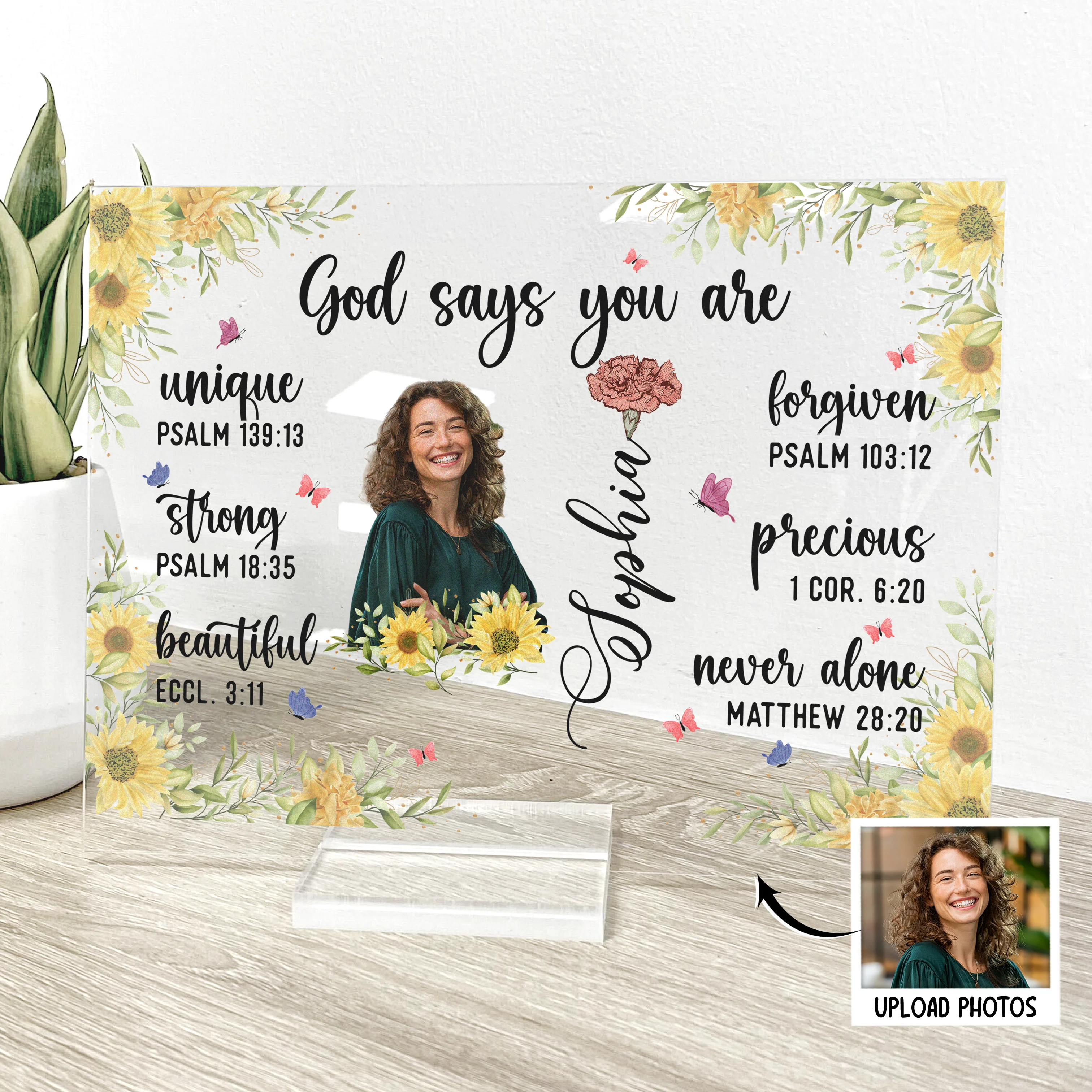 Custom Birth Flower & Names - Gifts For Daughter, Son, Grandkid - Personalized Acrylic Photo Plaque - Image 2