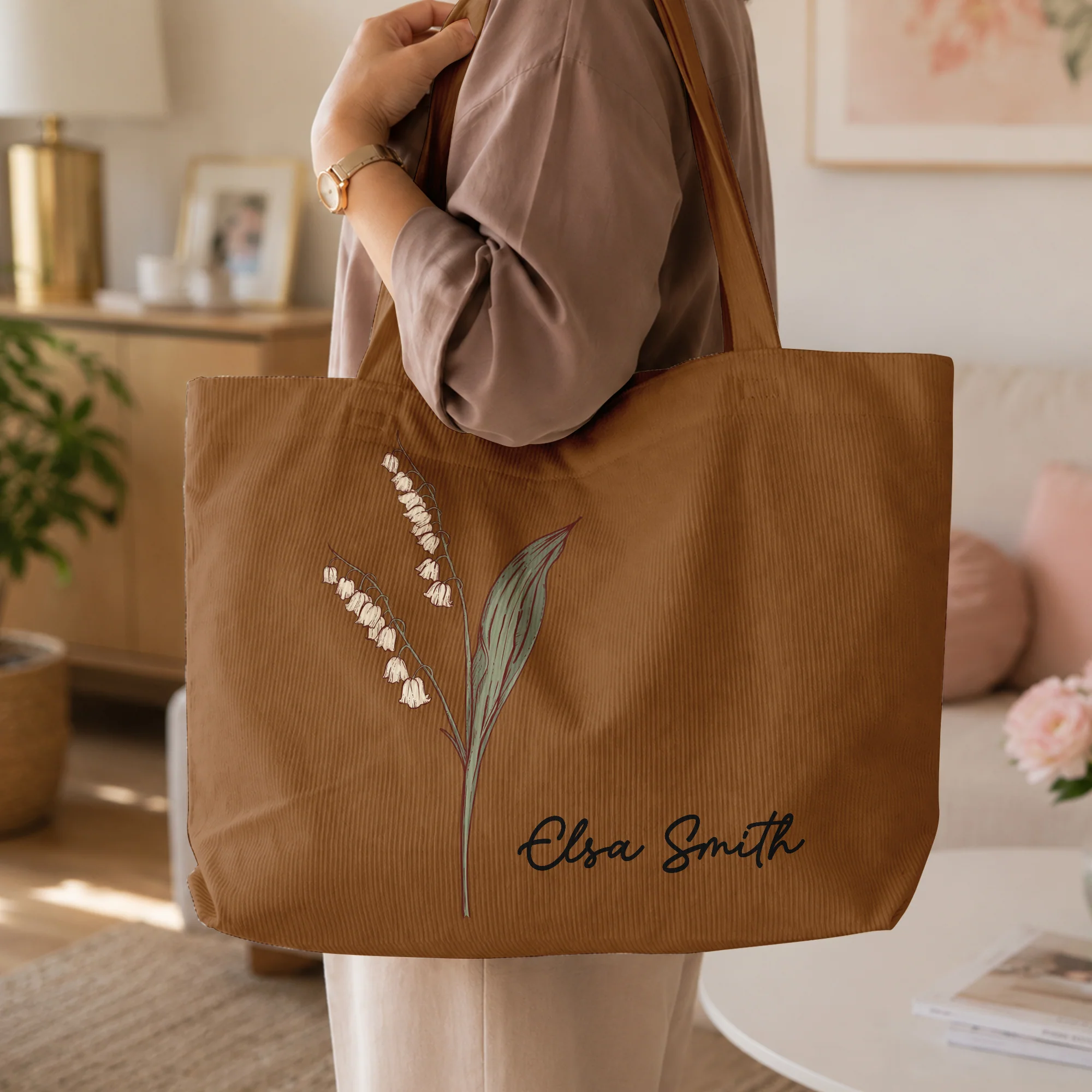 Custom Birth Month Flower With Name Gift For Her Daughter Friend Girlfriend - Personalized Tote Bag - Image 4
