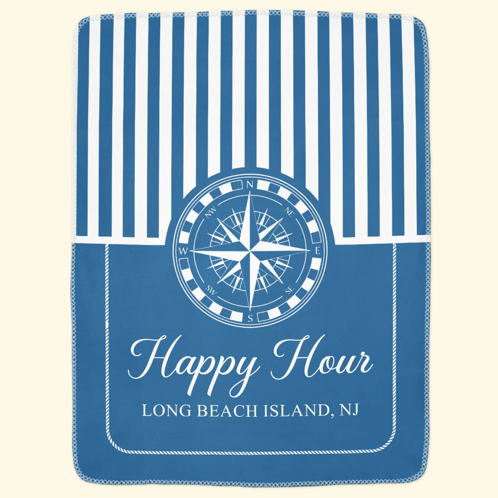 Custom Boat Name, Nautical, Anchor - Personalized Blanket - Image 2