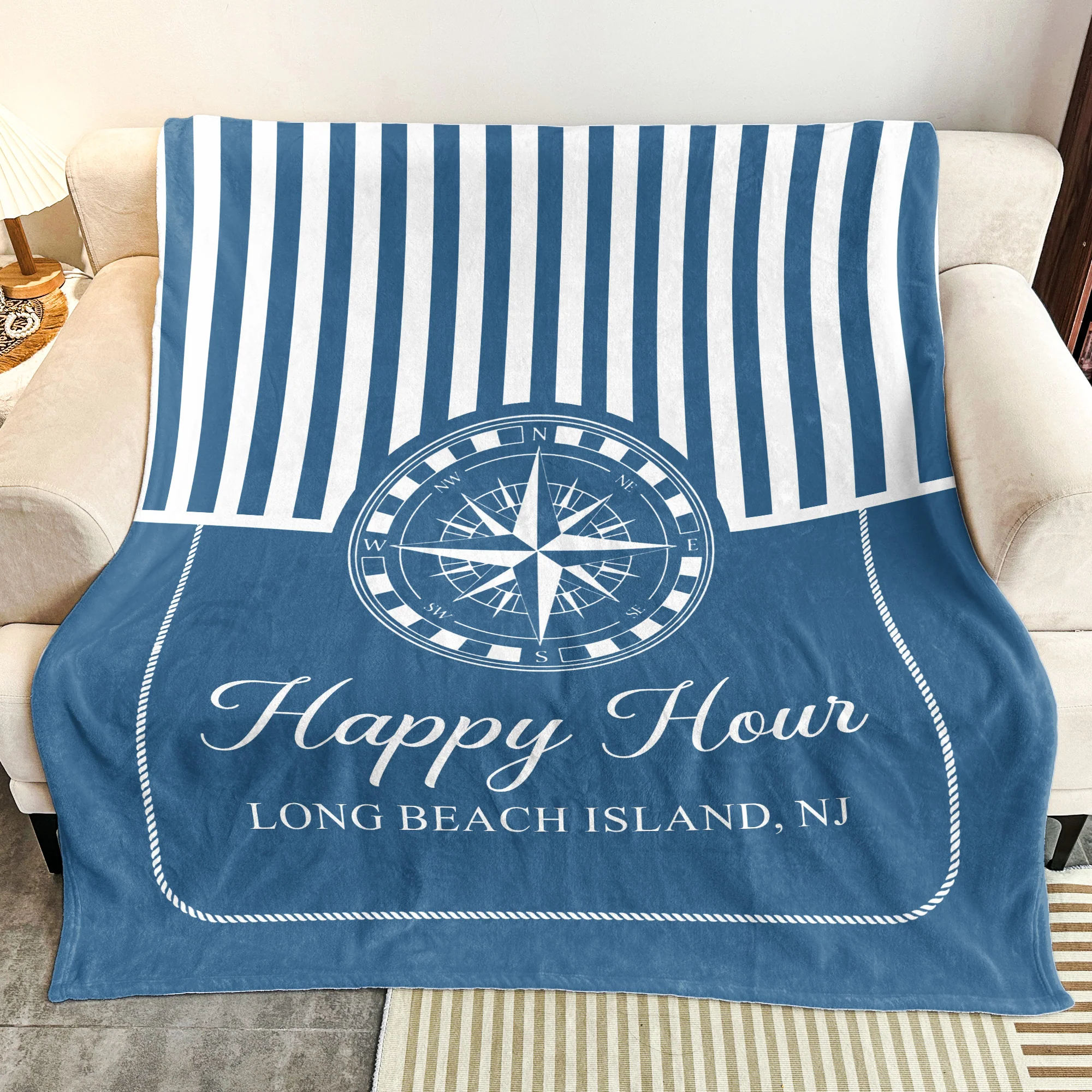 Custom Boat Name, Nautical, Anchor - Personalized Blanket - Image 3