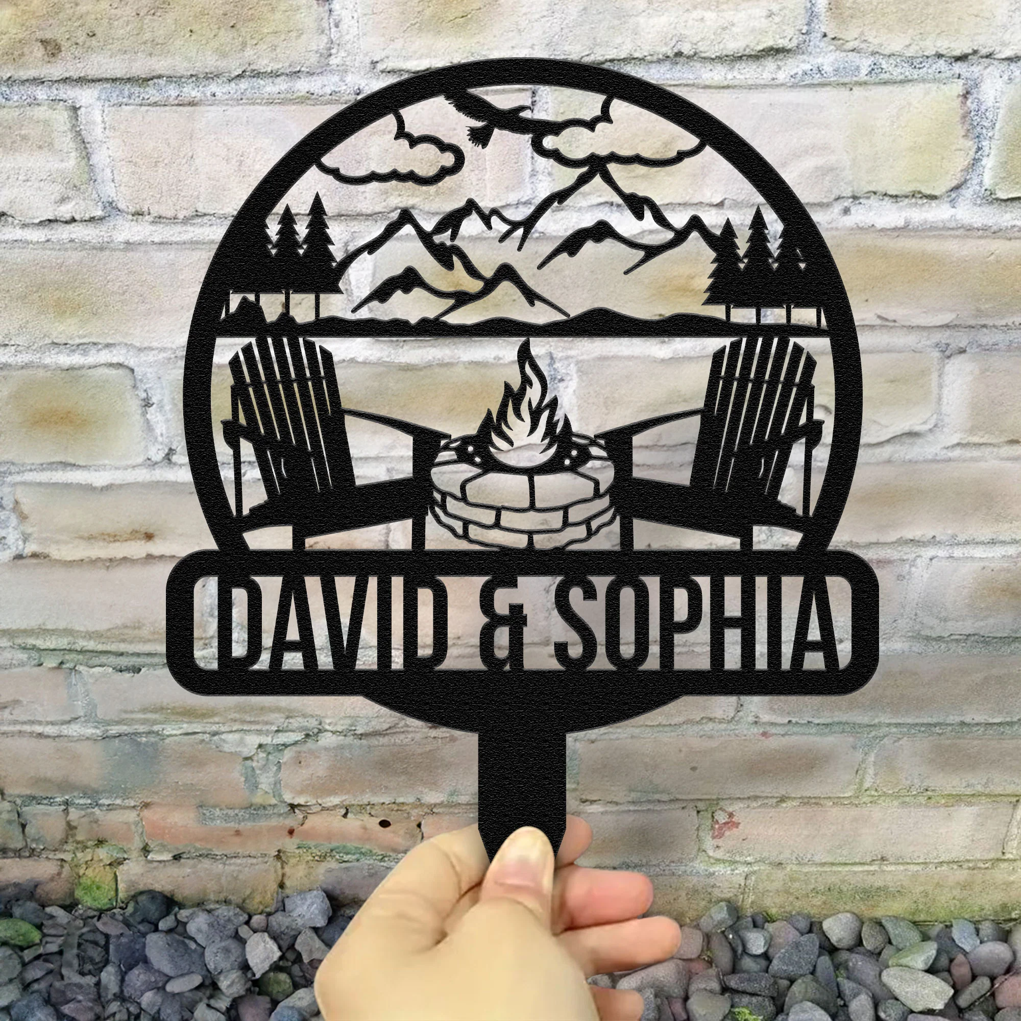 Custom Camping Couple - Personalized Metal Garden Stake - Image 3