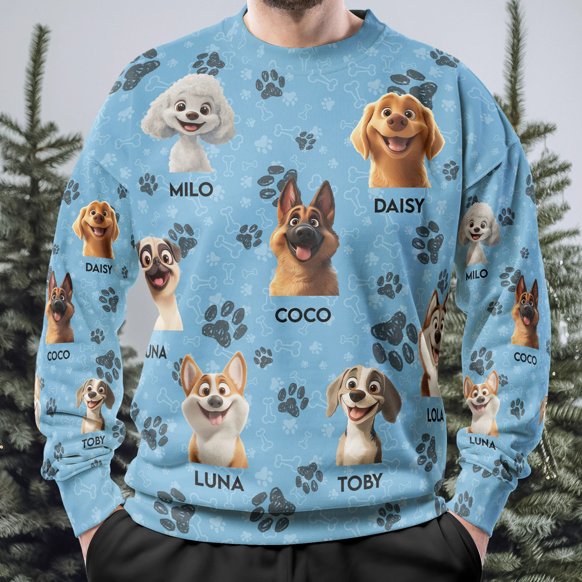 Custom Cartoon Dog Gift For Dog Lovers New Version- Personalized 3D Printed Sweatshirt - Image 3