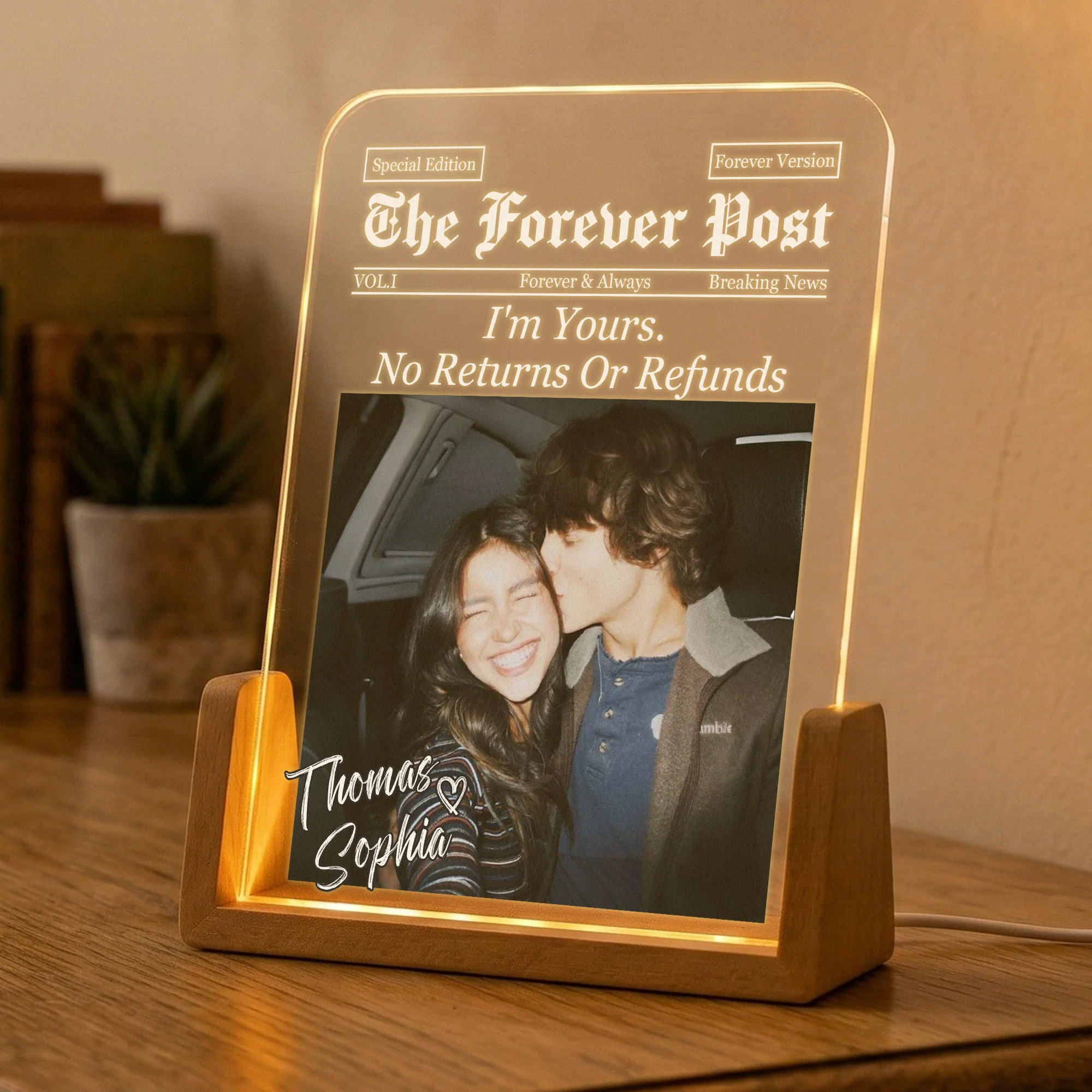 Custom Couples Photo, Boyfriend, Girlfriend, Husband, Wife Valentines Day, Anniversary Gifts - Personalized Night Light - Image 5
