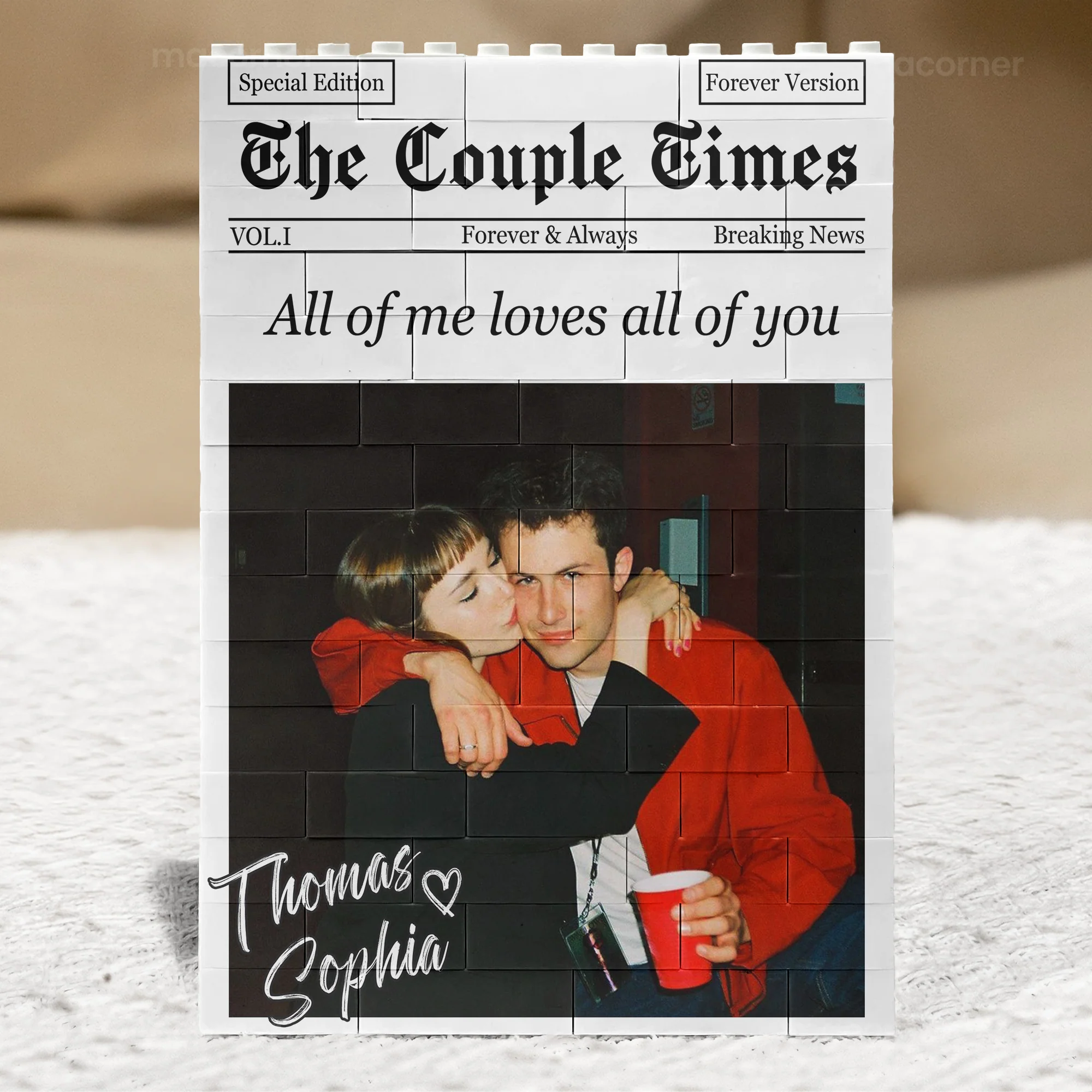 Custom Couples Photo, Boyfriend, Girlfriend, Husband, Wife Valentines Day, Anniversary Gifts - Personalized Building Blocks - Image 2