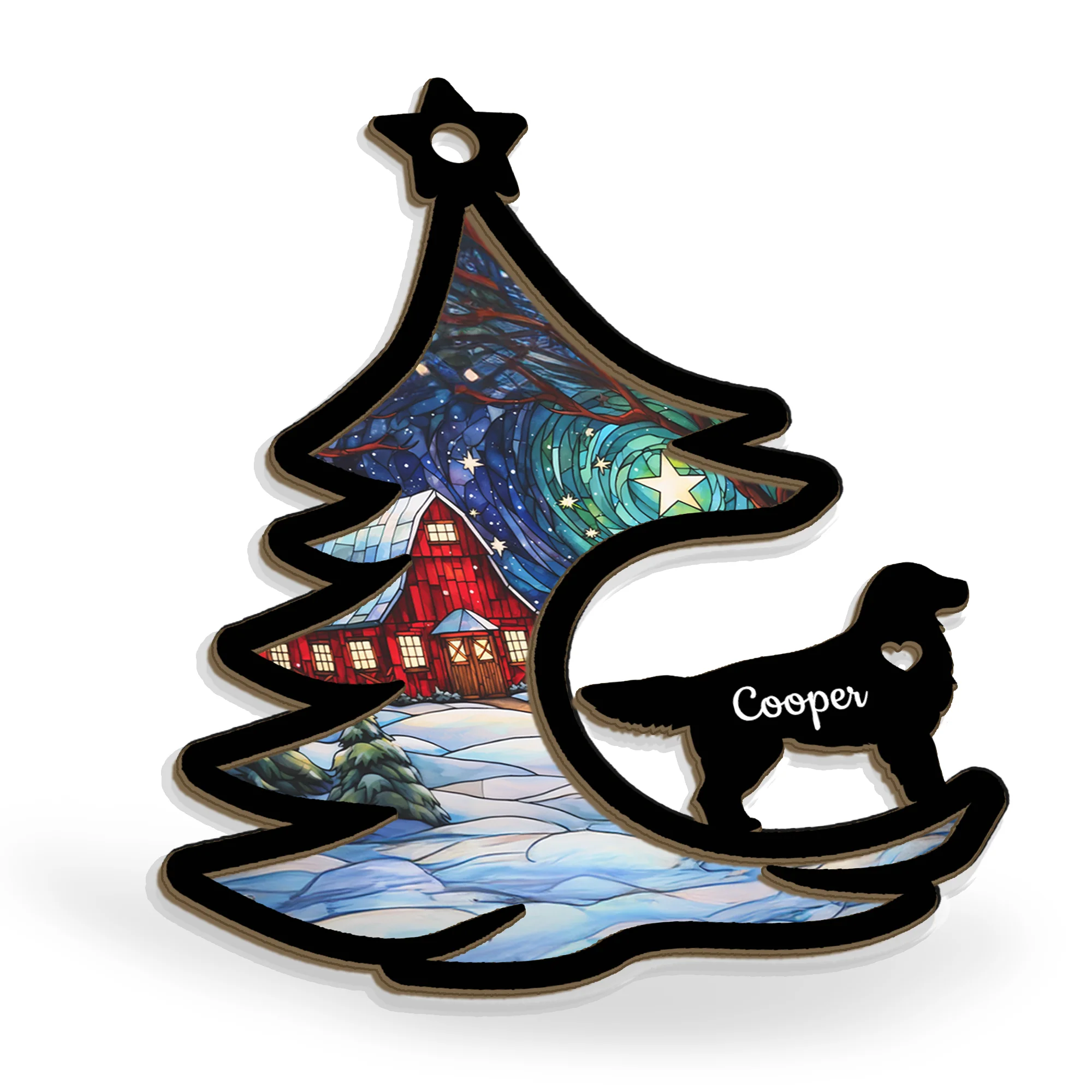 Custom Dog Breed With Name Christmas Tree - Personalized Suncatcher Ornament - Image 4