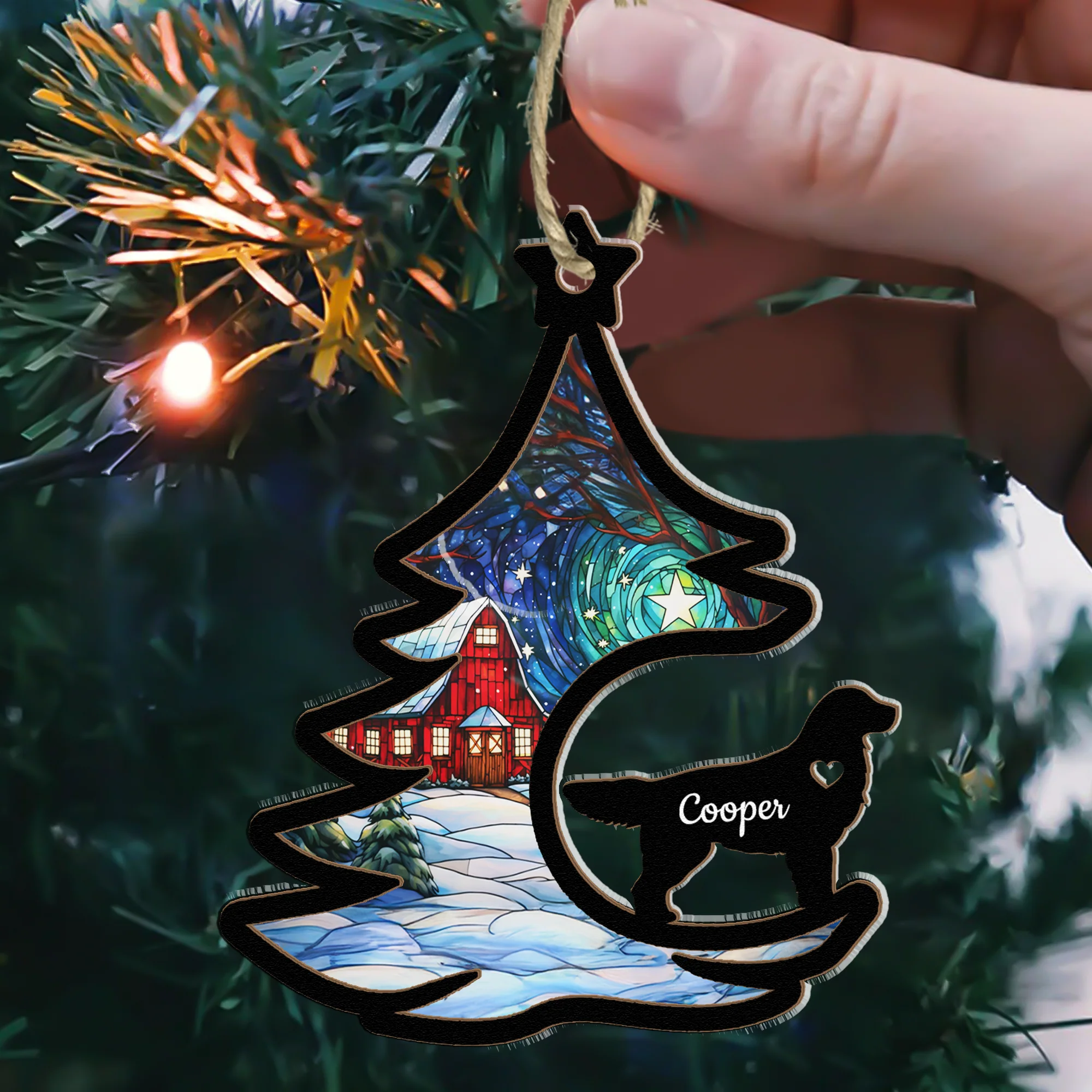 Custom Dog Breed With Name Christmas Tree - Personalized Suncatcher Ornament - Image 5