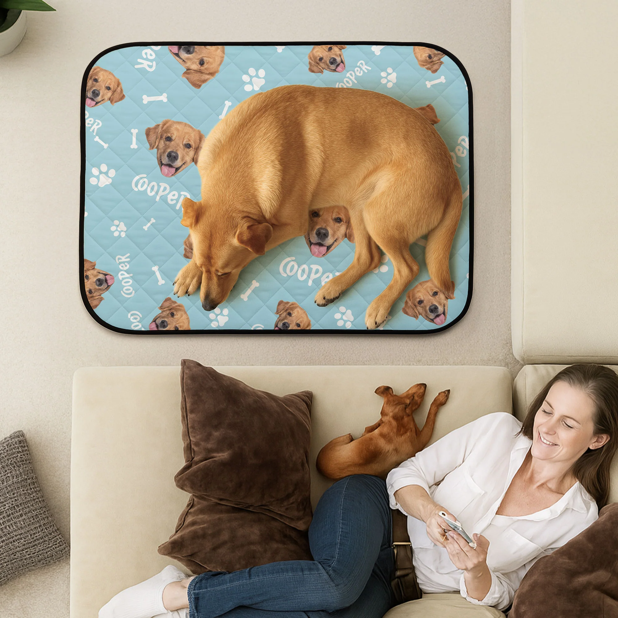 Custom Dog Funny Face - Personalized Photo Dog Cooling Mat - Image 2