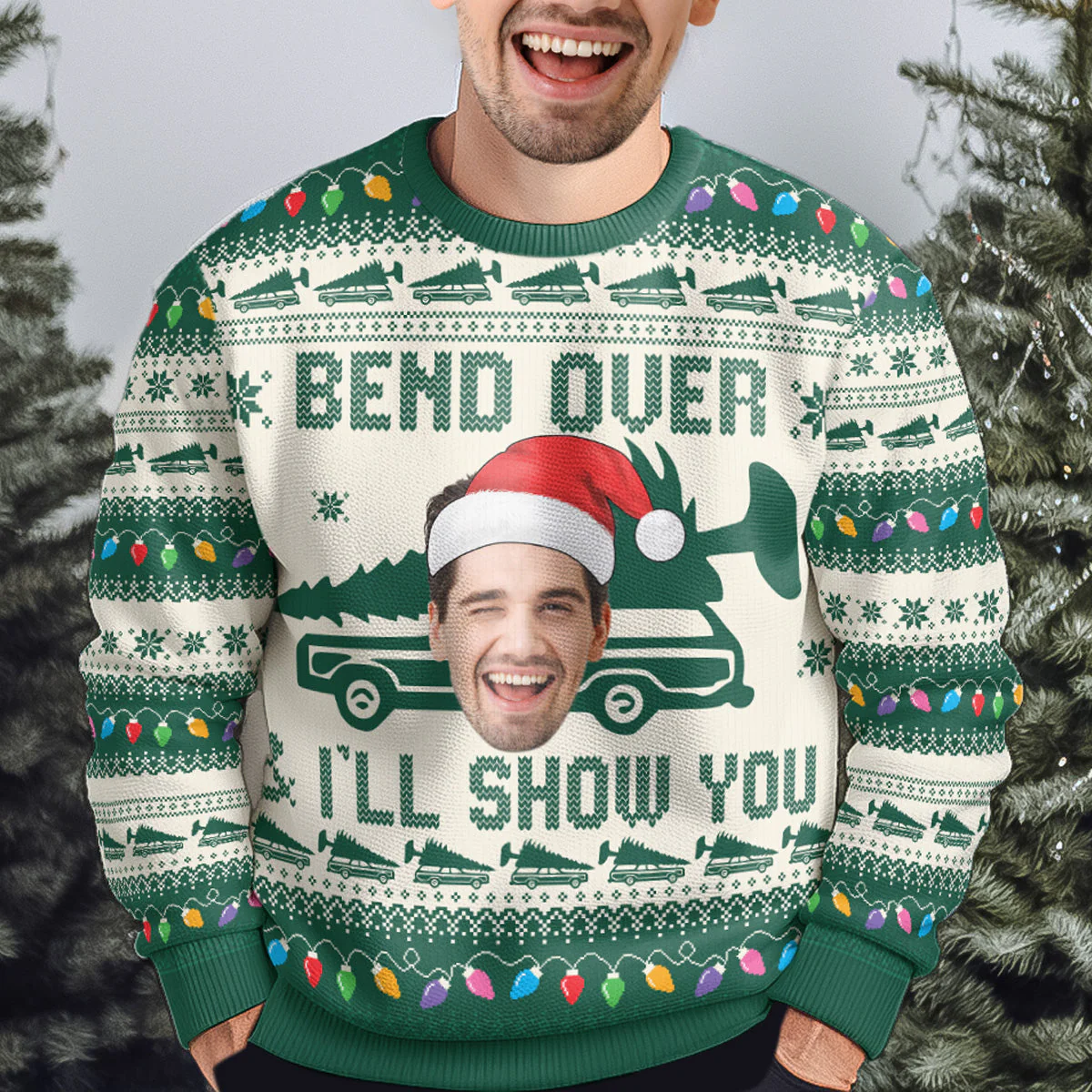 Custom Face Bend Over & I'll Show You - Personalized Photo Ugly Sweater - Image 5
