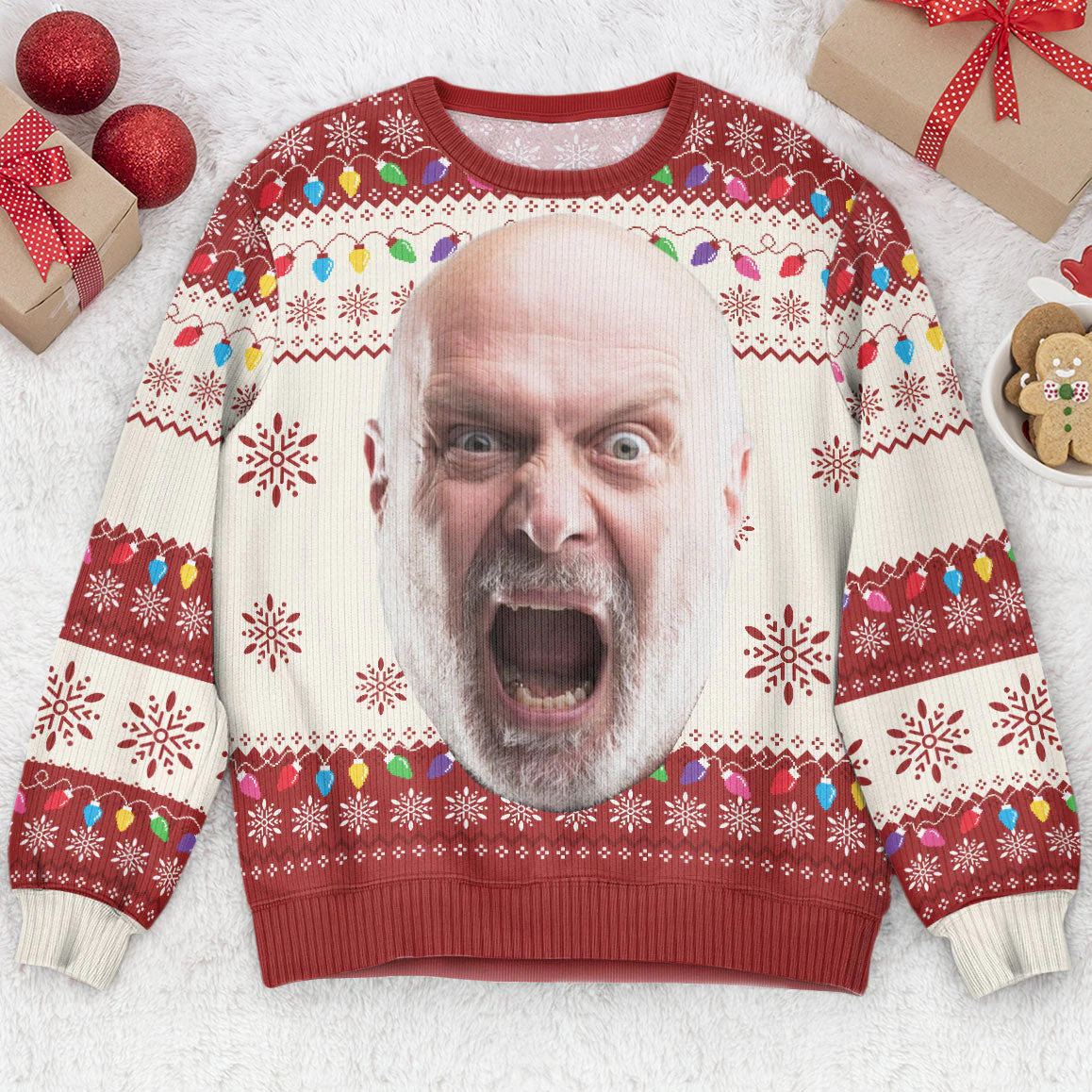 Custom Face Big Head Funny For Men, Women, Boss - Personalized Photo Ugly Sweater